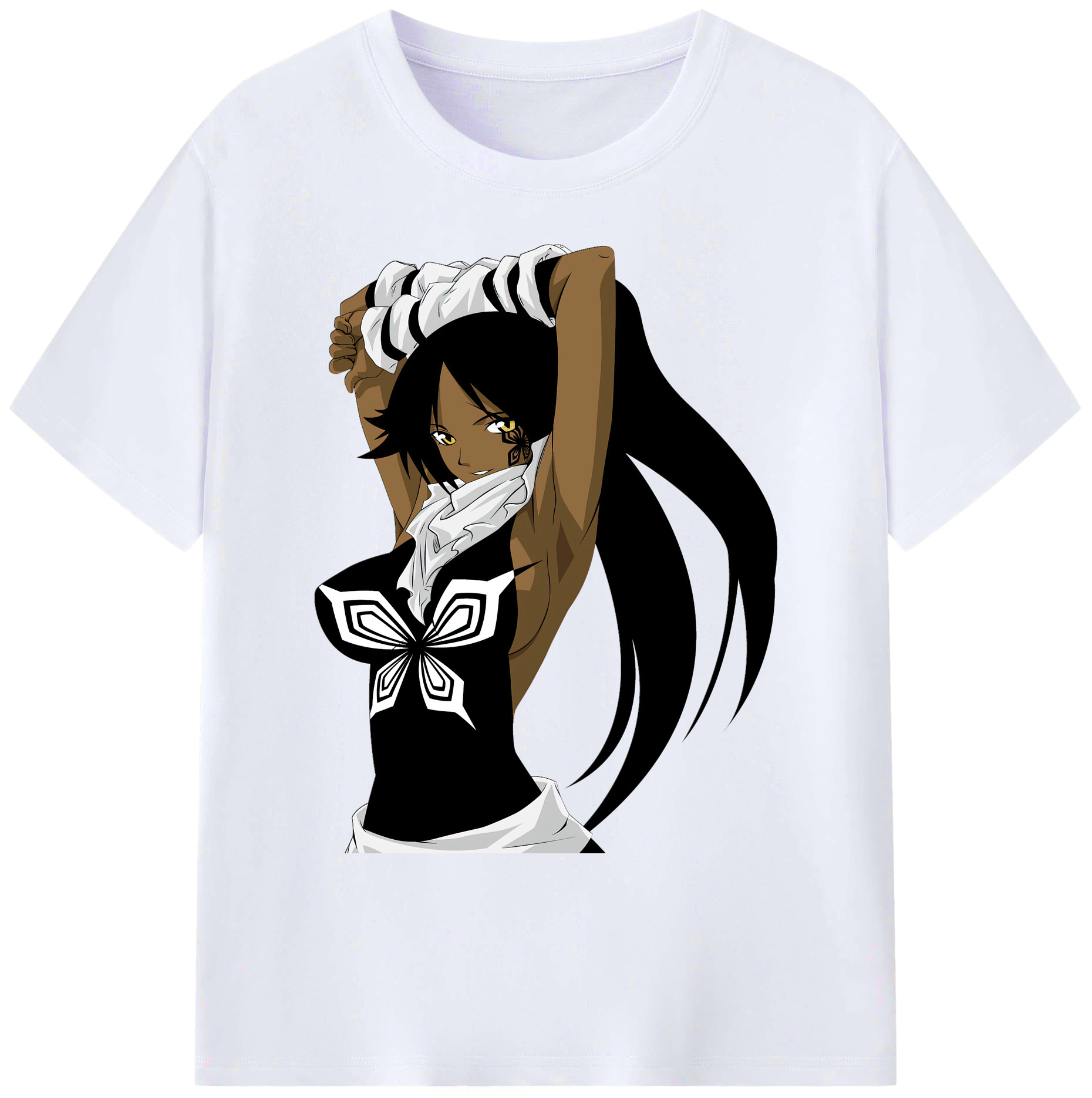 （画像用） ブリーチ 四楓院 夜一（しほういん よるいち） BLEACH Shihouin Yoruichi 綿100％ メンズ半袖Tシャツ｜肌触りやわらか＆通気性