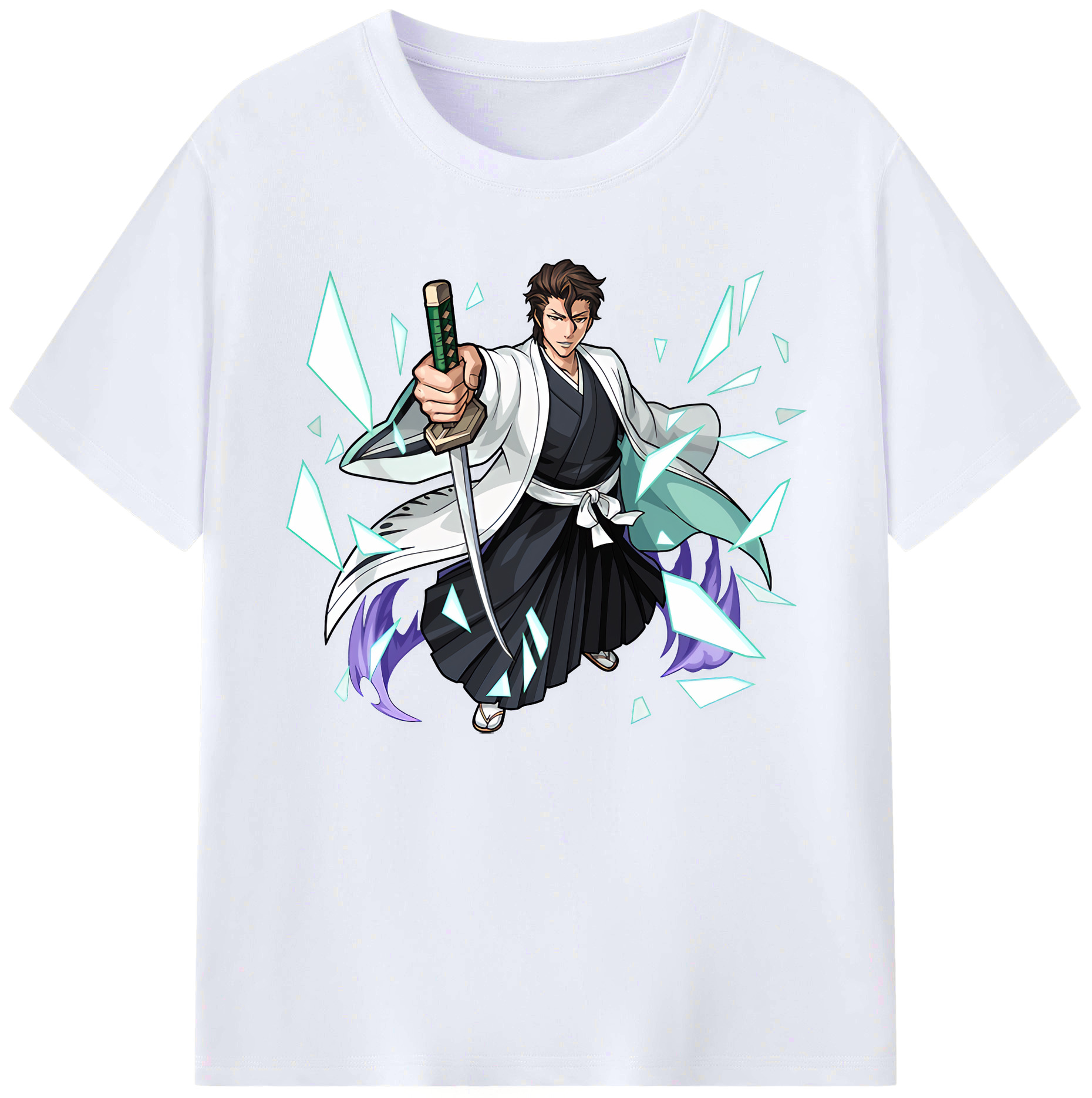 （画像用） ブリーチ 藍染 惣右介（あいぜん そうすけ） BLEACH Aizen Sousuke 綿100％ メンズ半袖Tシャツ｜肌触りやわらか＆通気性