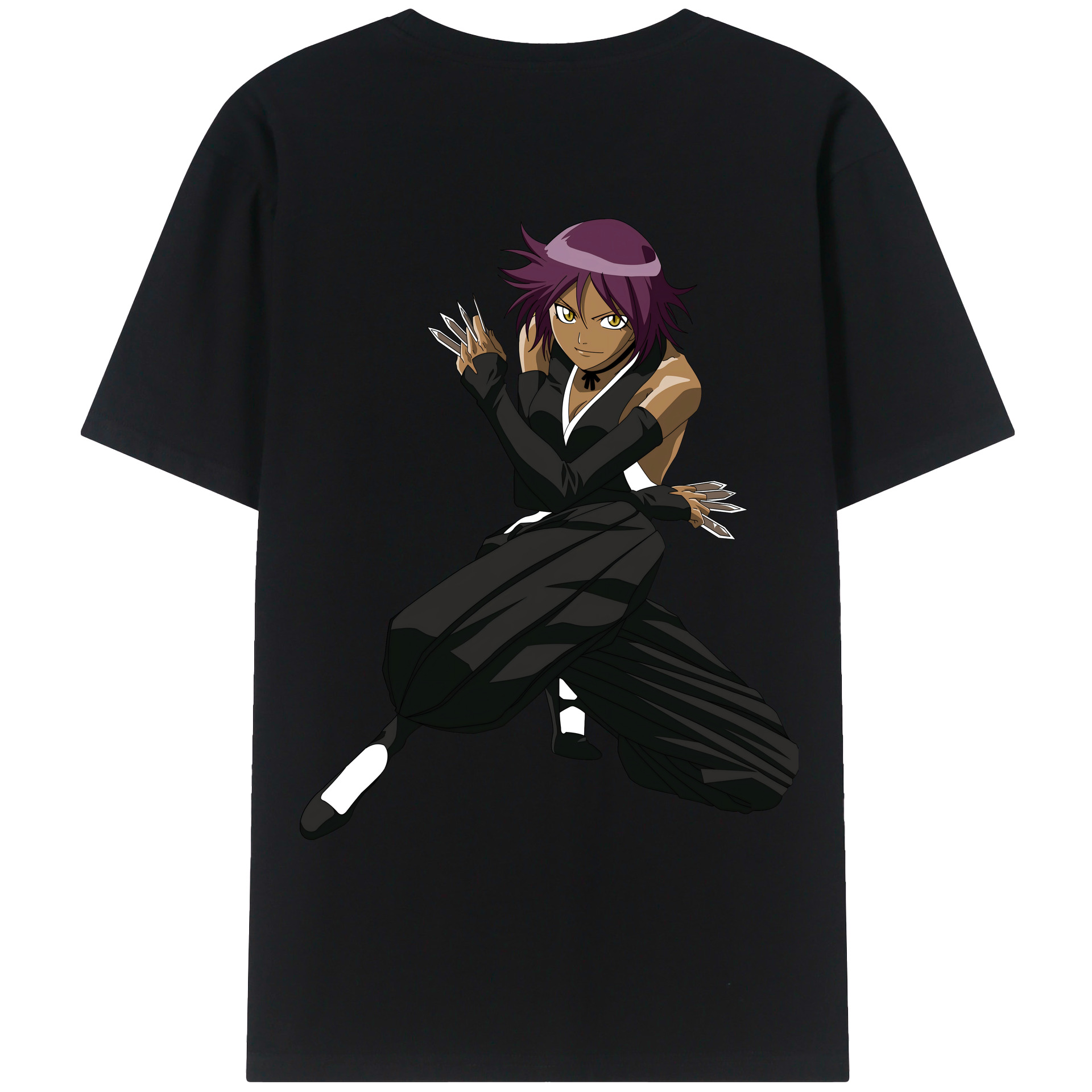 （画像用） ブリーチ 四楓院 夜一（しほういん よるいち） BLEACH Shihouin Yoruichi レディース半袖Tシャツ(バックプリント)
