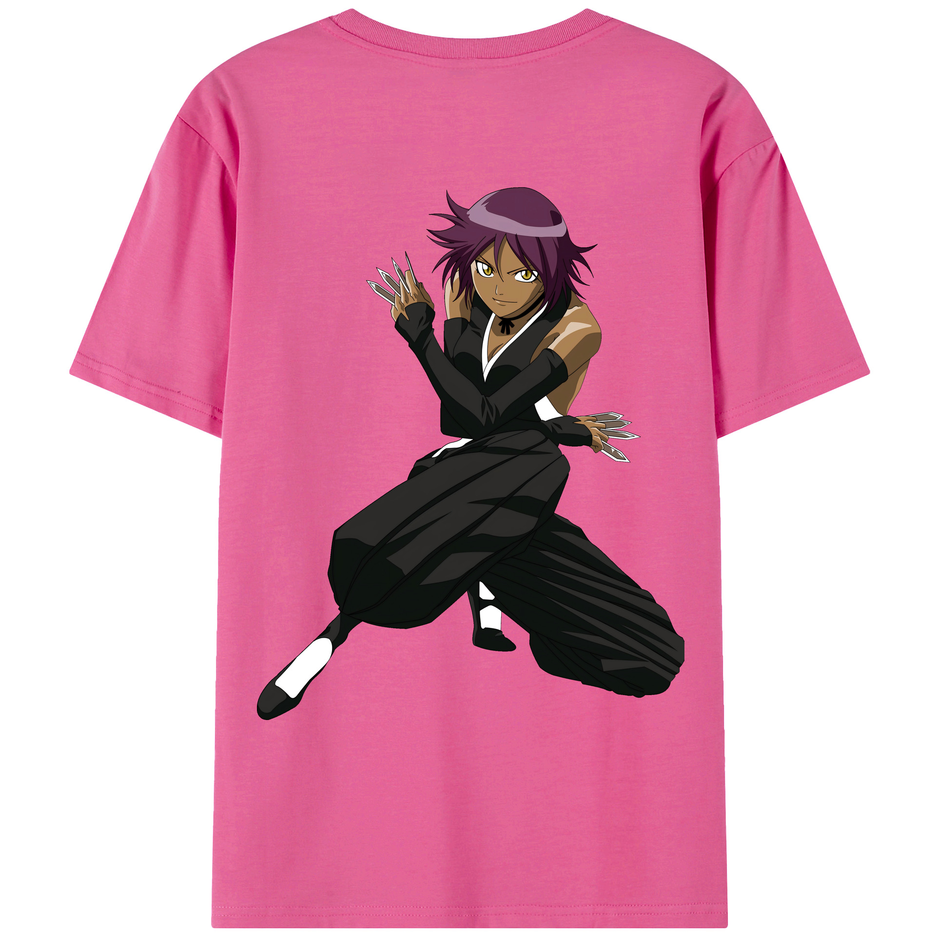 （画像用） ブリーチ 四楓院 夜一（しほういん よるいち） BLEACH Shihouin Yoruichi レディース半袖Tシャツ(バックプリント)