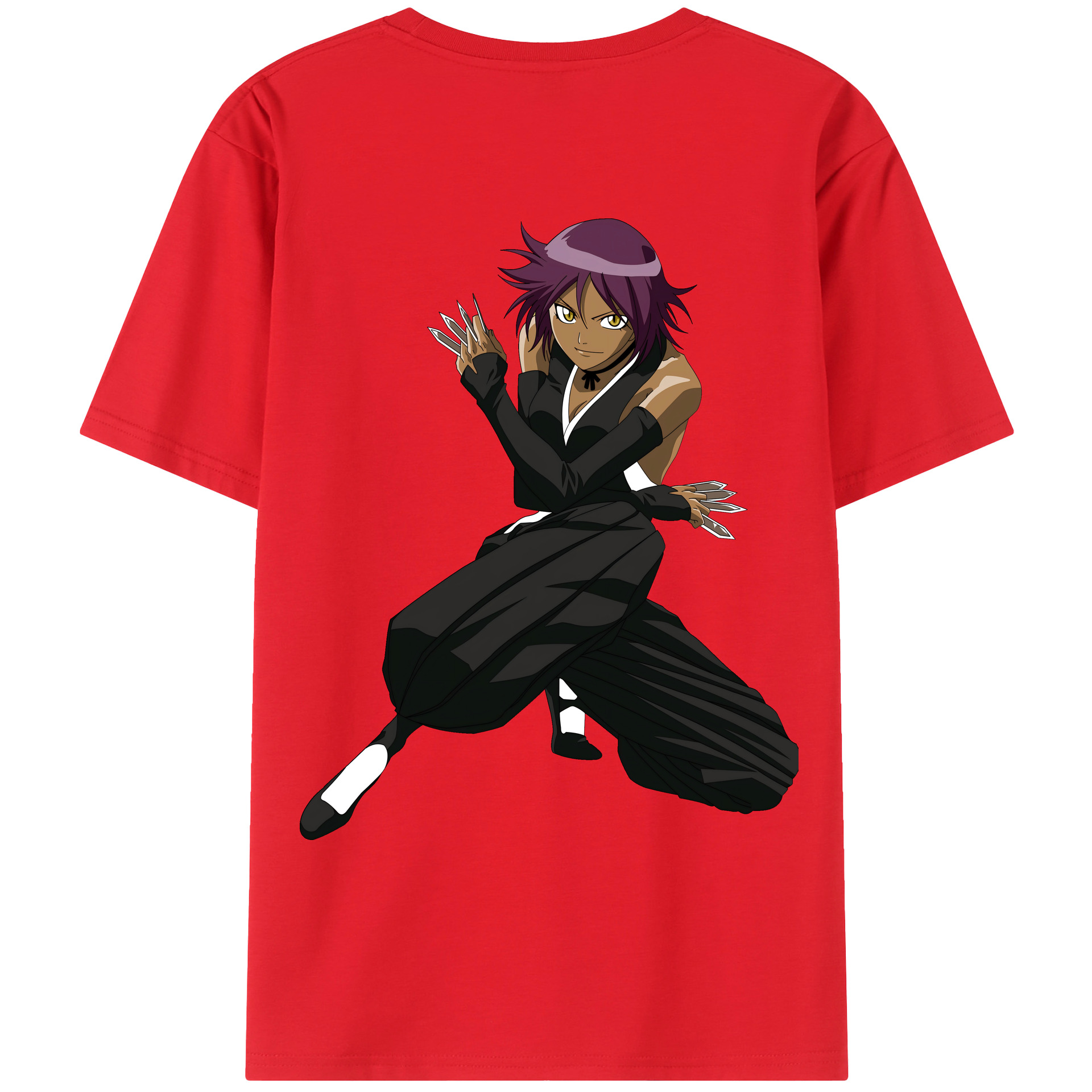 （画像用） ブリーチ 四楓院 夜一（しほういん よるいち） BLEACH Shihouin Yoruichi レディース半袖Tシャツ(バックプリント)