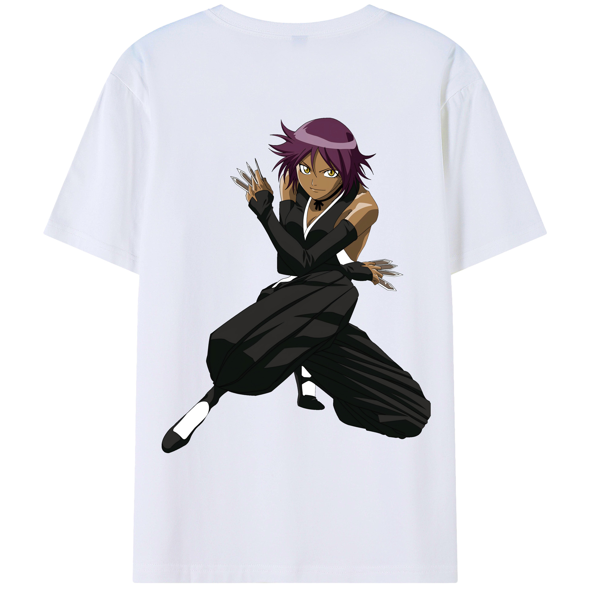 （画像用） ブリーチ 四楓院 夜一（しほういん よるいち） BLEACH Shihouin Yoruichi レディース半袖Tシャツ(バックプリント)