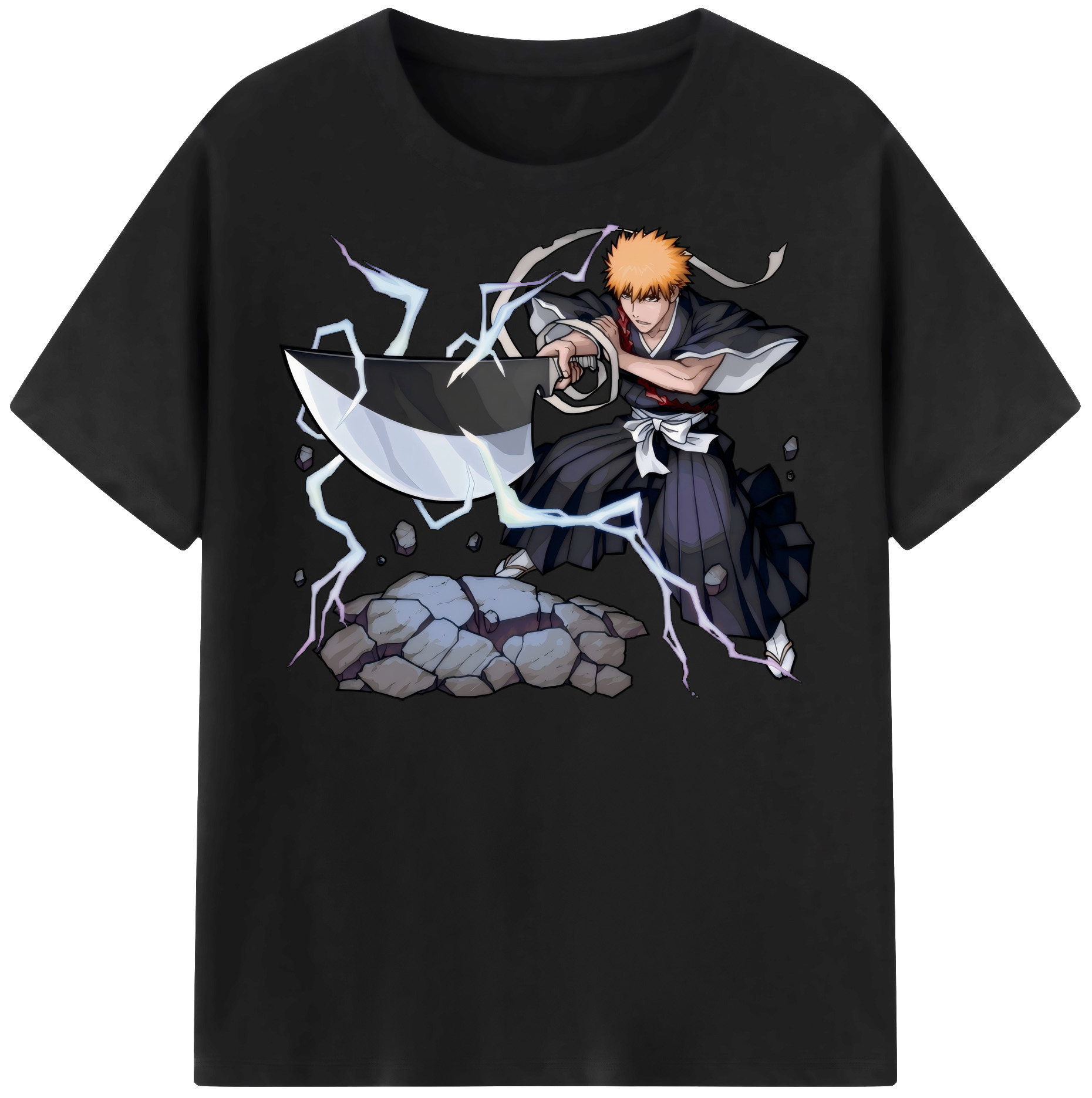 （画像用） ブリーチ 黒崎一護（くろさき いちご）BLEACH Kurosaki Ichigo レディースカジュアルプリントTシャツ（綿100％）