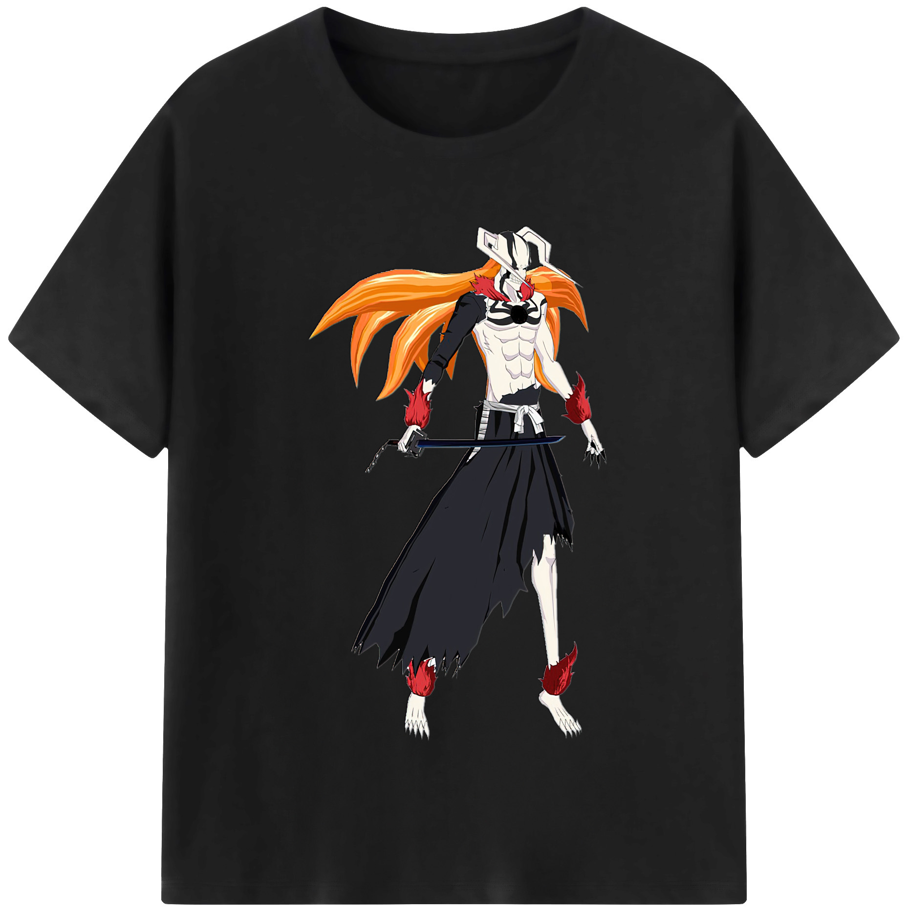 （画像用） ブリーチ 黒崎一護（くろさき いちご）BLEACH Kurosaki Ichigo レディースカジュアルプリントTシャツ（綿100％）