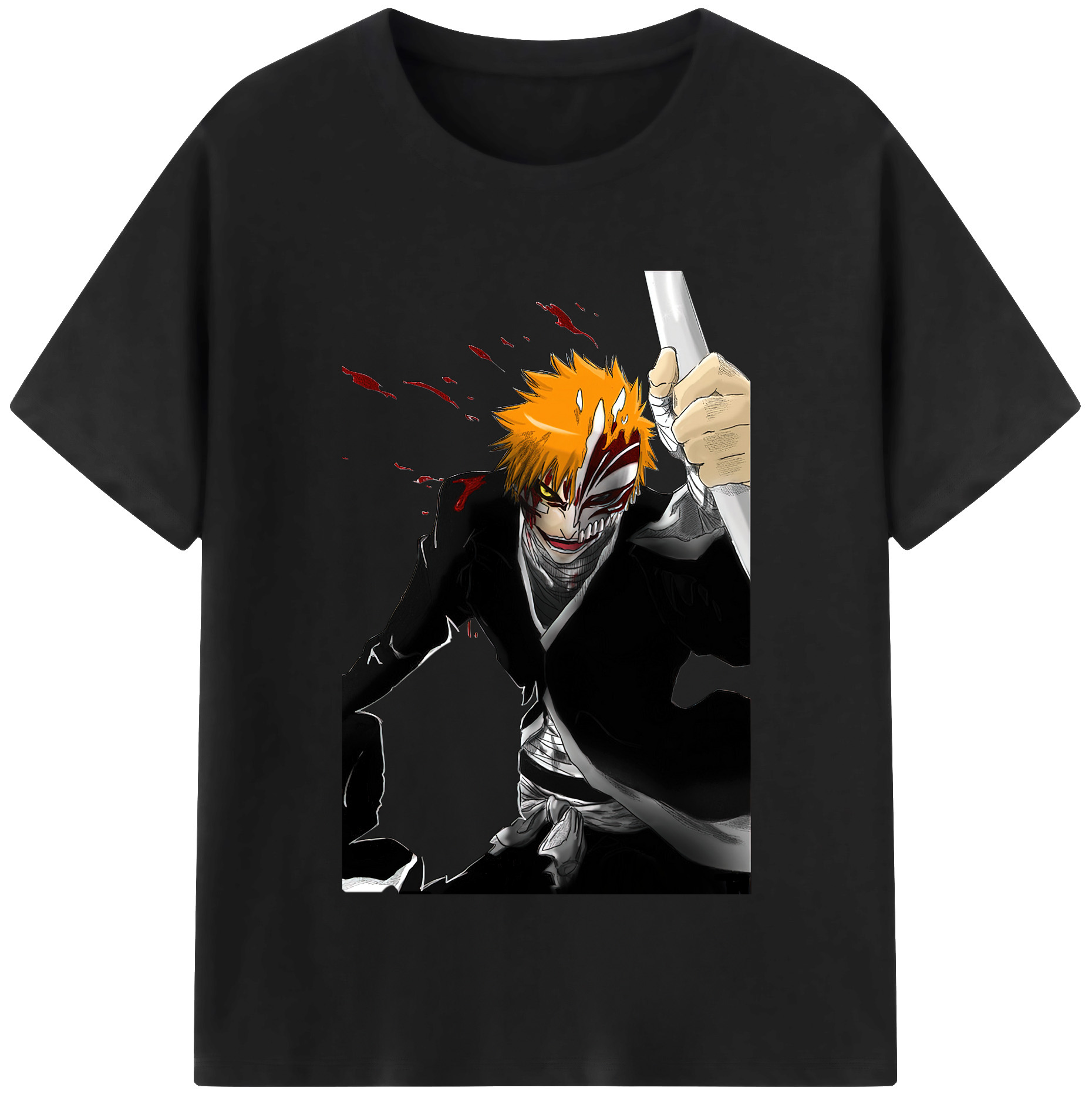 （画像用） ブリーチ 黒崎一護（くろさき いちご）BLEACH Kurosaki Ichigo レディースカジュアルプリントTシャツ（綿100％）