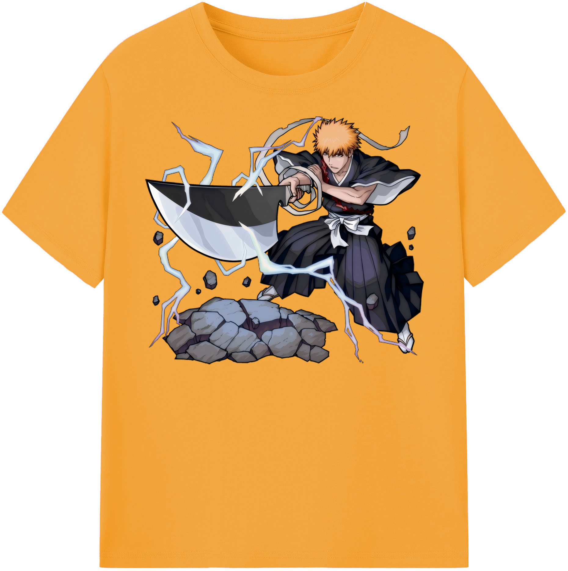 （画像用） ブリーチ 黒崎一護（くろさき いちご）BLEACH Kurosaki Ichigo レディースカジュアルプリントTシャツ（綿100％）