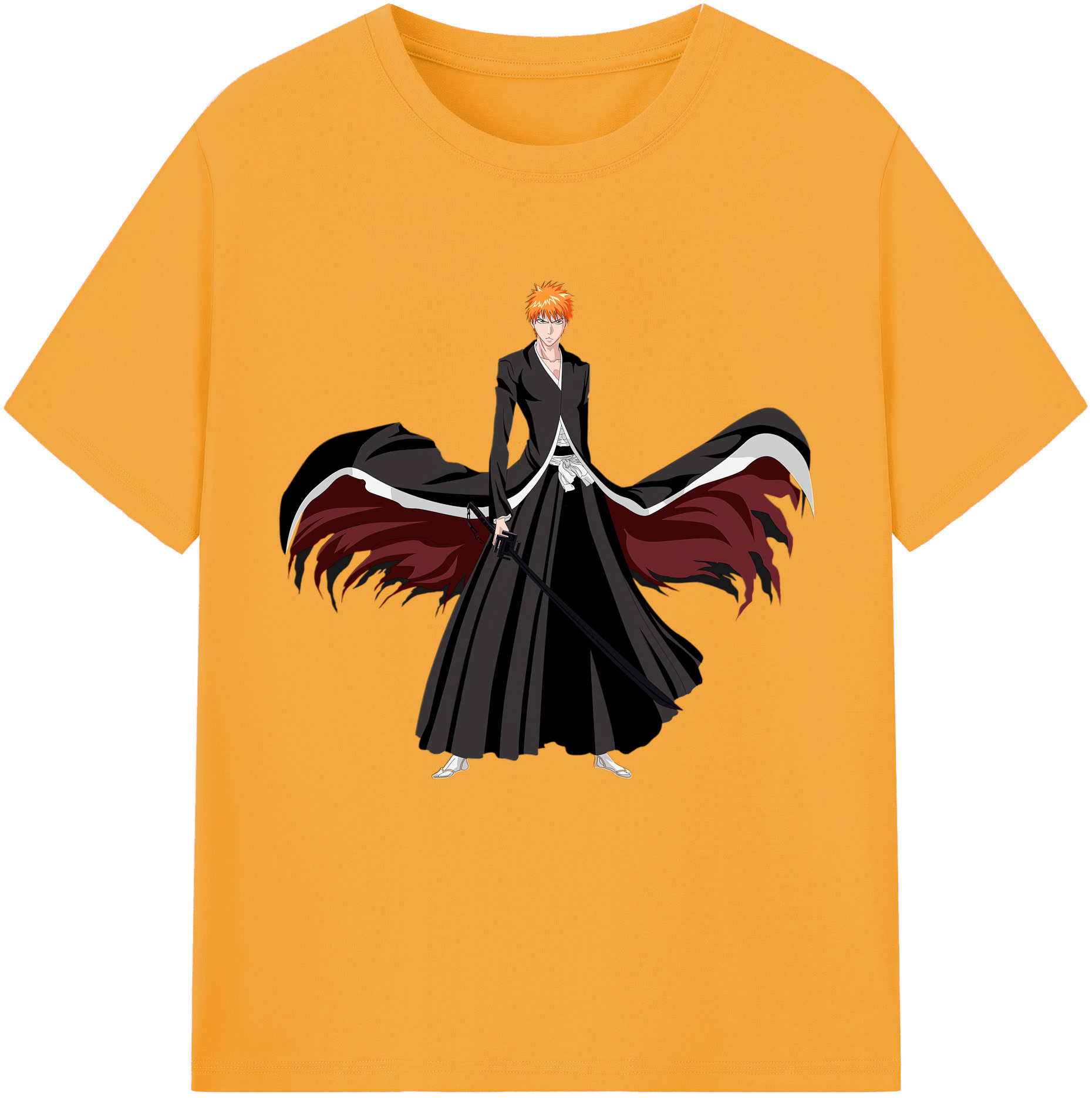 （画像用） ブリーチ 黒崎一護（くろさき いちご）BLEACH Kurosaki Ichigo レディースカジュアルプリントTシャツ（綿100％）