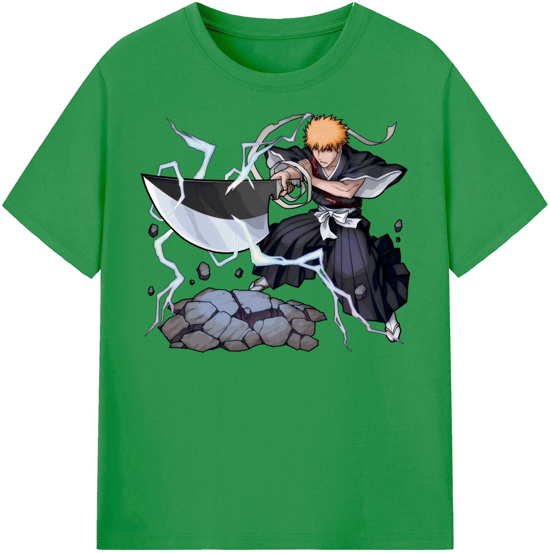 （画像用） ブリーチ 黒崎一護（くろさき いちご）BLEACH Kurosaki Ichigo レディースカジュアルプリントTシャツ（綿100％）