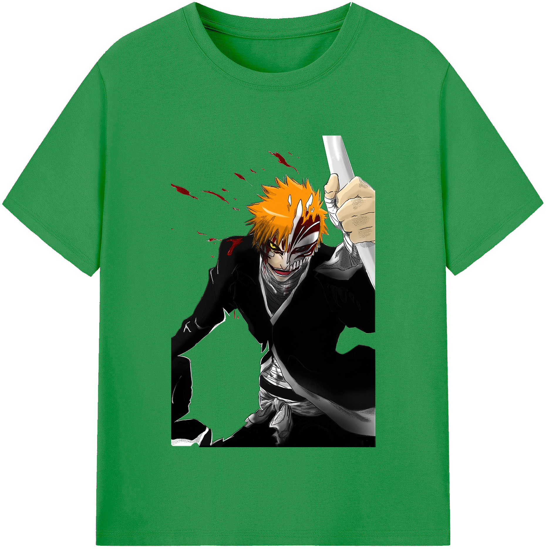 （画像用） ブリーチ 黒崎一護（くろさき いちご）BLEACH Kurosaki Ichigo レディースカジュアルプリントTシャツ（綿100％）