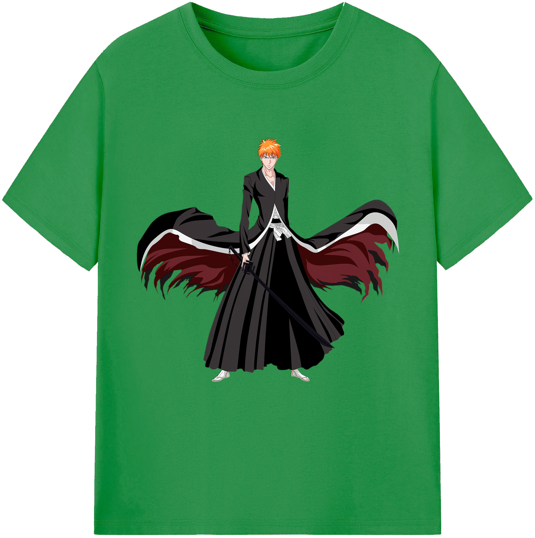 （画像用） ブリーチ 黒崎一護（くろさき いちご）BLEACH Kurosaki Ichigo レディースカジュアルプリントTシャツ（綿100％）