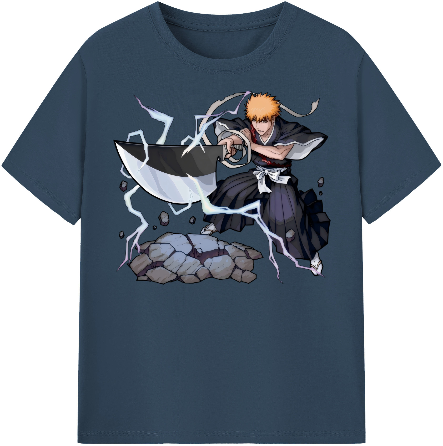 （画像用） ブリーチ 黒崎一護（くろさき いちご）BLEACH Kurosaki Ichigo レディースカジュアルプリントTシャツ（綿100％）
