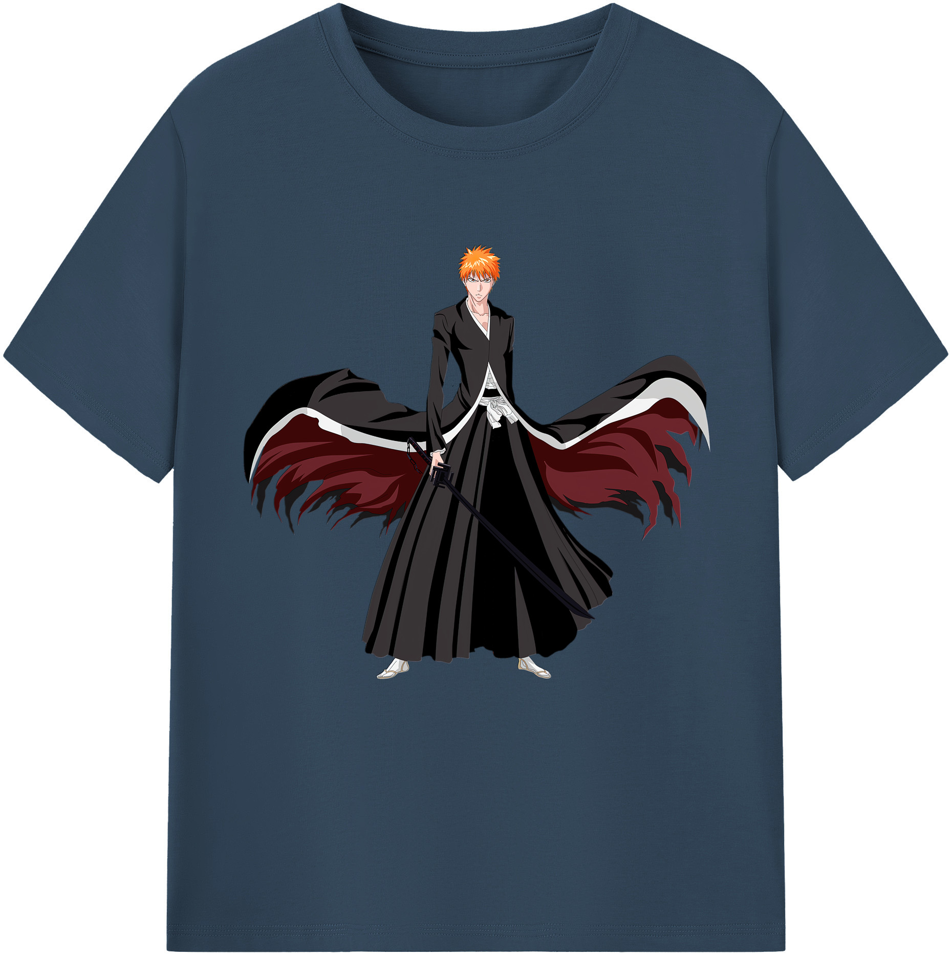 （画像用） ブリーチ 黒崎一護（くろさき いちご）BLEACH Kurosaki Ichigo レディースカジュアルプリントTシャツ（綿100％）