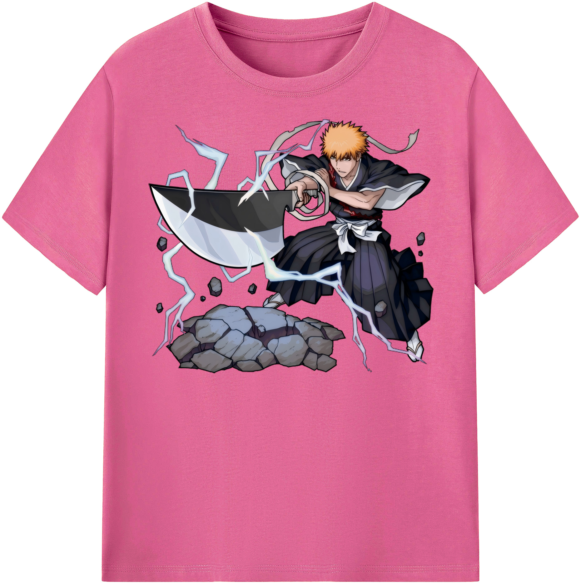 （画像用） ブリーチ 黒崎一護（くろさき いちご）BLEACH Kurosaki Ichigo レディースカジュアルプリントTシャツ（綿100％）
