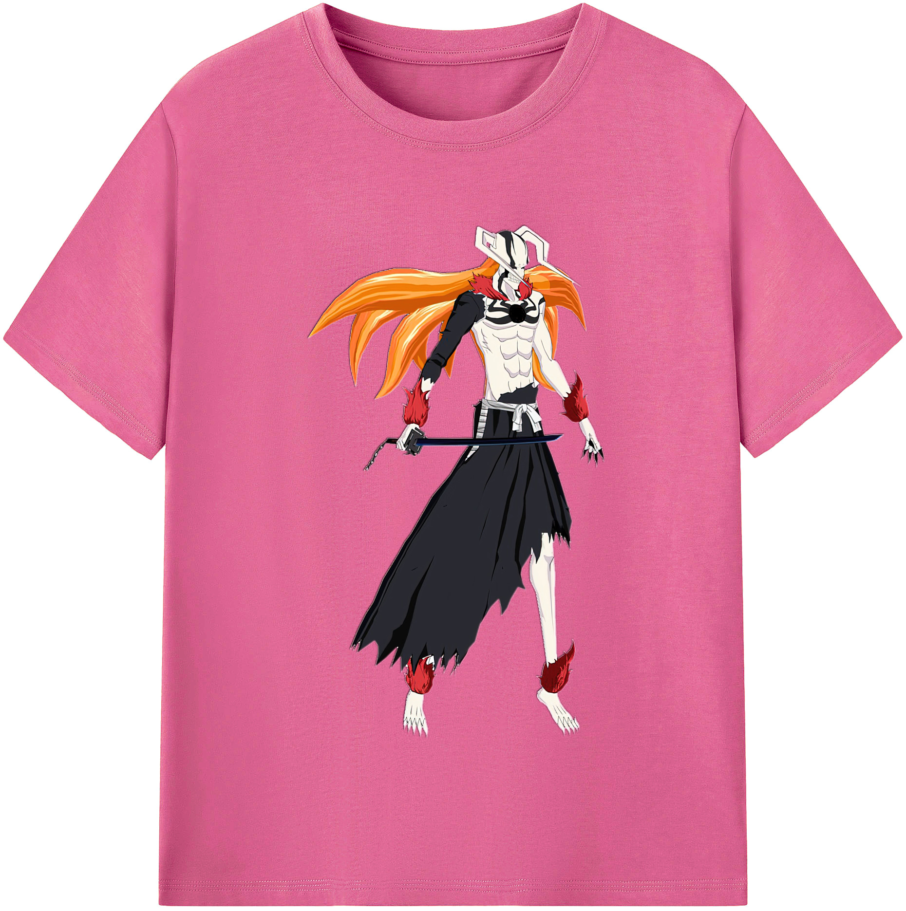（画像用） ブリーチ 黒崎一護（くろさき いちご）BLEACH Kurosaki Ichigo レディースカジュアルプリントTシャツ（綿100％）