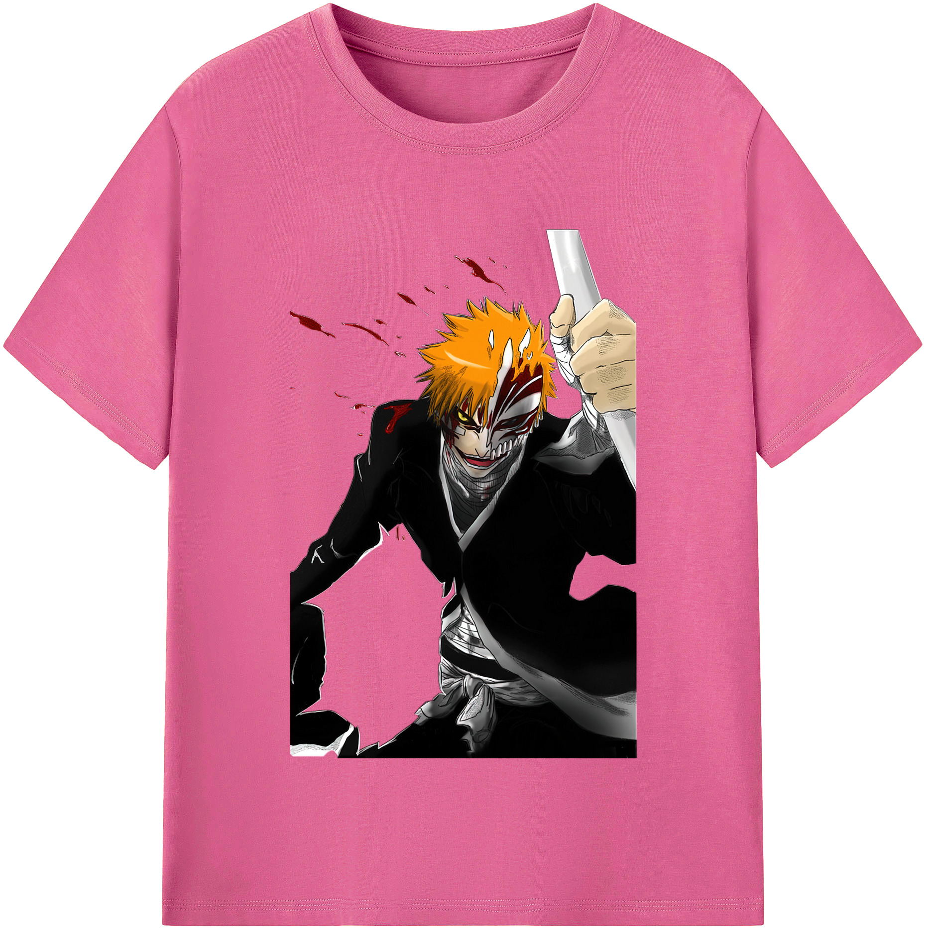 （画像用） ブリーチ 黒崎一護（くろさき いちご）BLEACH Kurosaki Ichigo レディースカジュアルプリントTシャツ（綿100％）