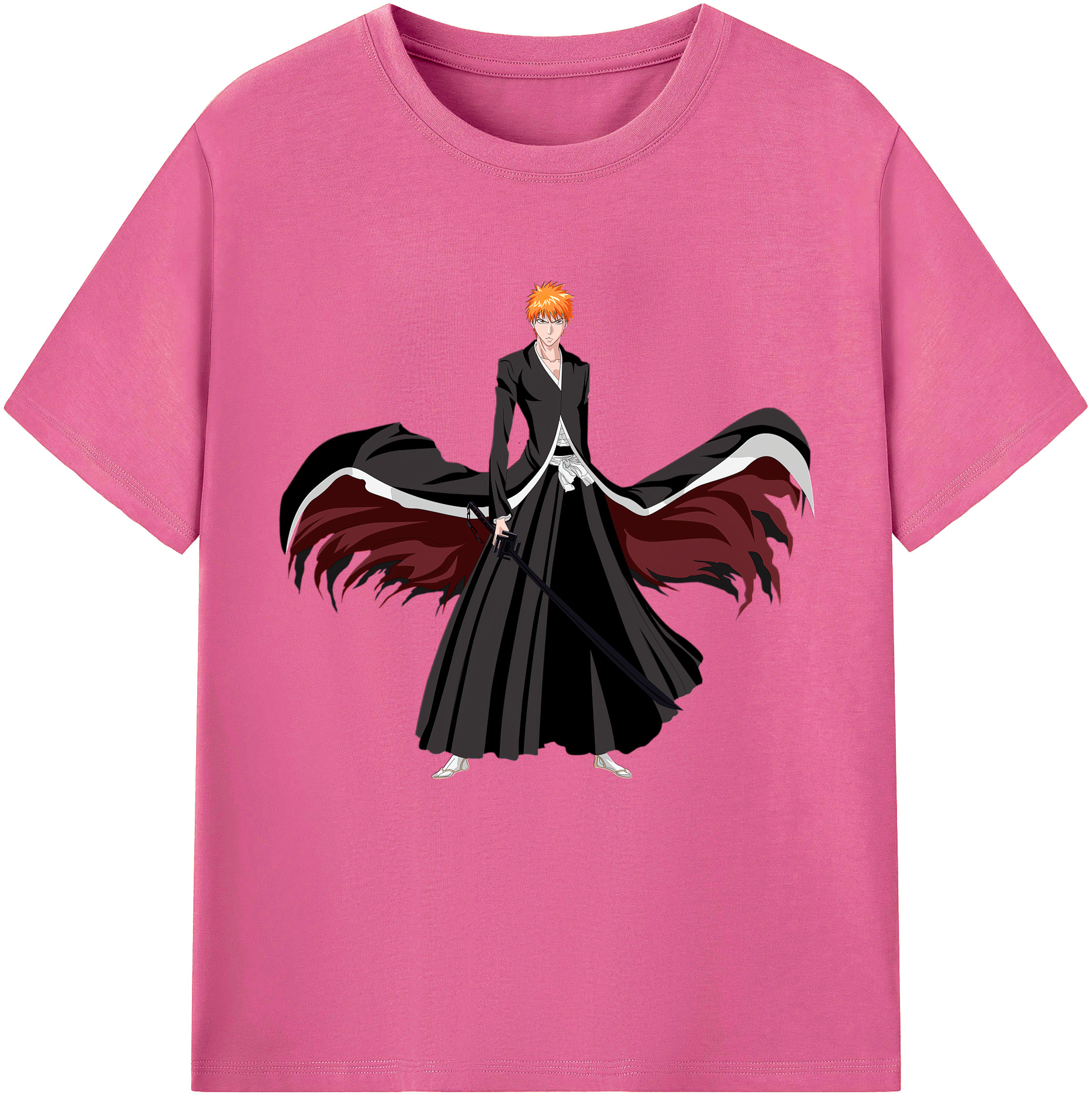 （画像用） ブリーチ 黒崎一護（くろさき いちご）BLEACH Kurosaki Ichigo レディースカジュアルプリントTシャツ（綿100％）