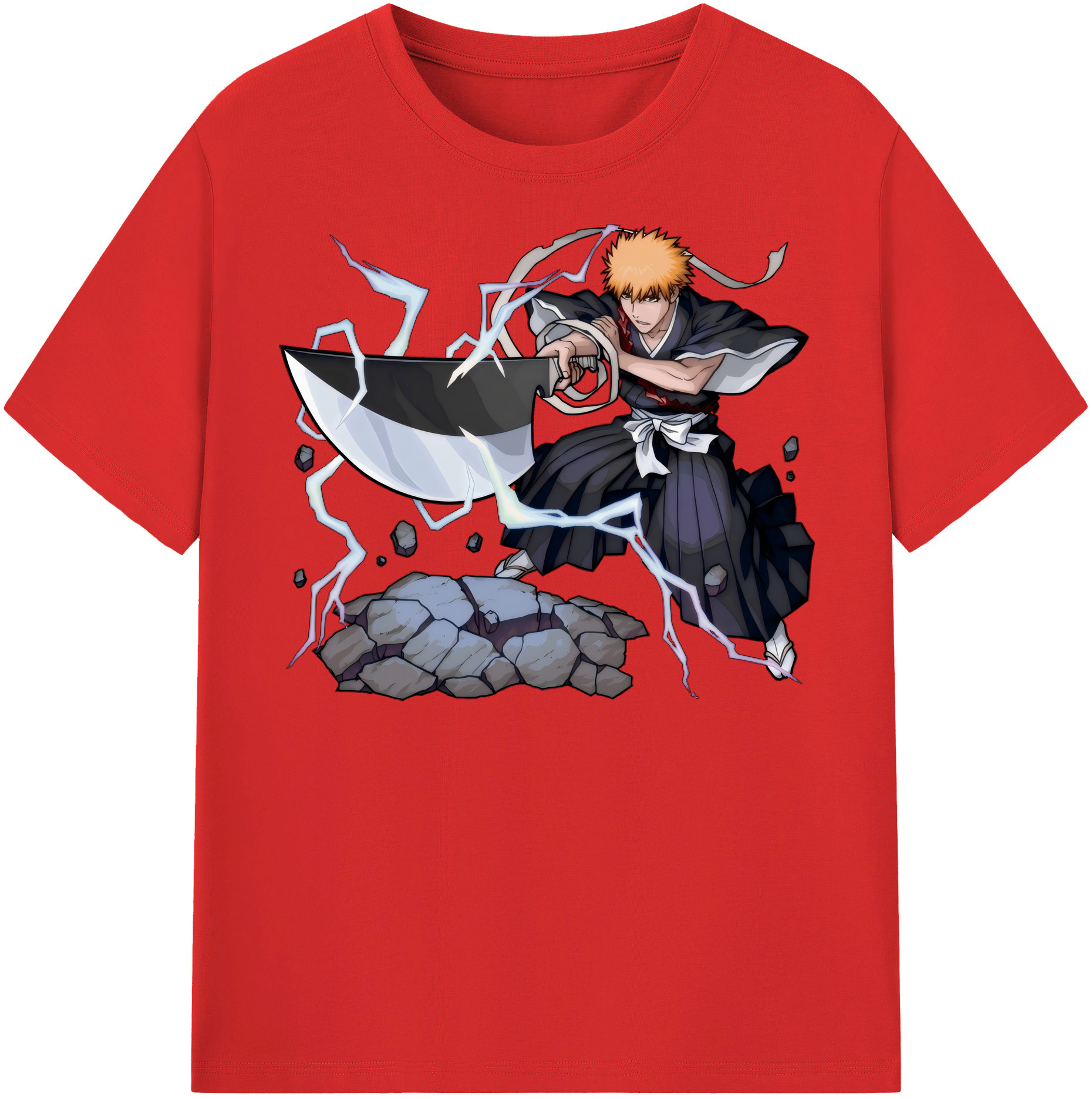 （画像用） ブリーチ 黒崎一護（くろさき いちご）BLEACH Kurosaki Ichigo レディースカジュアルプリントTシャツ（綿100％）