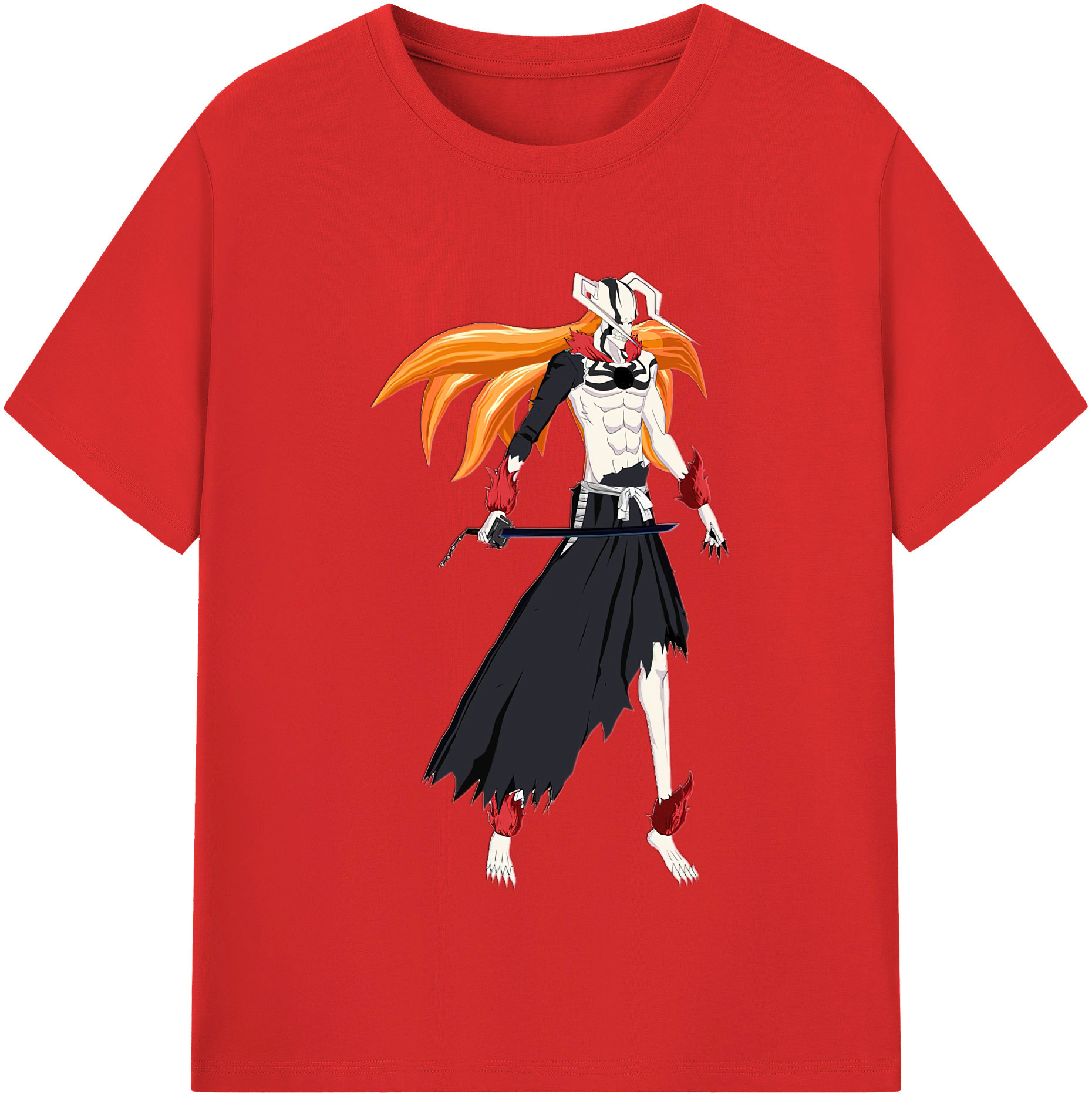 （画像用） ブリーチ 黒崎一護（くろさき いちご）BLEACH Kurosaki Ichigo レディースカジュアルプリントTシャツ（綿100％）