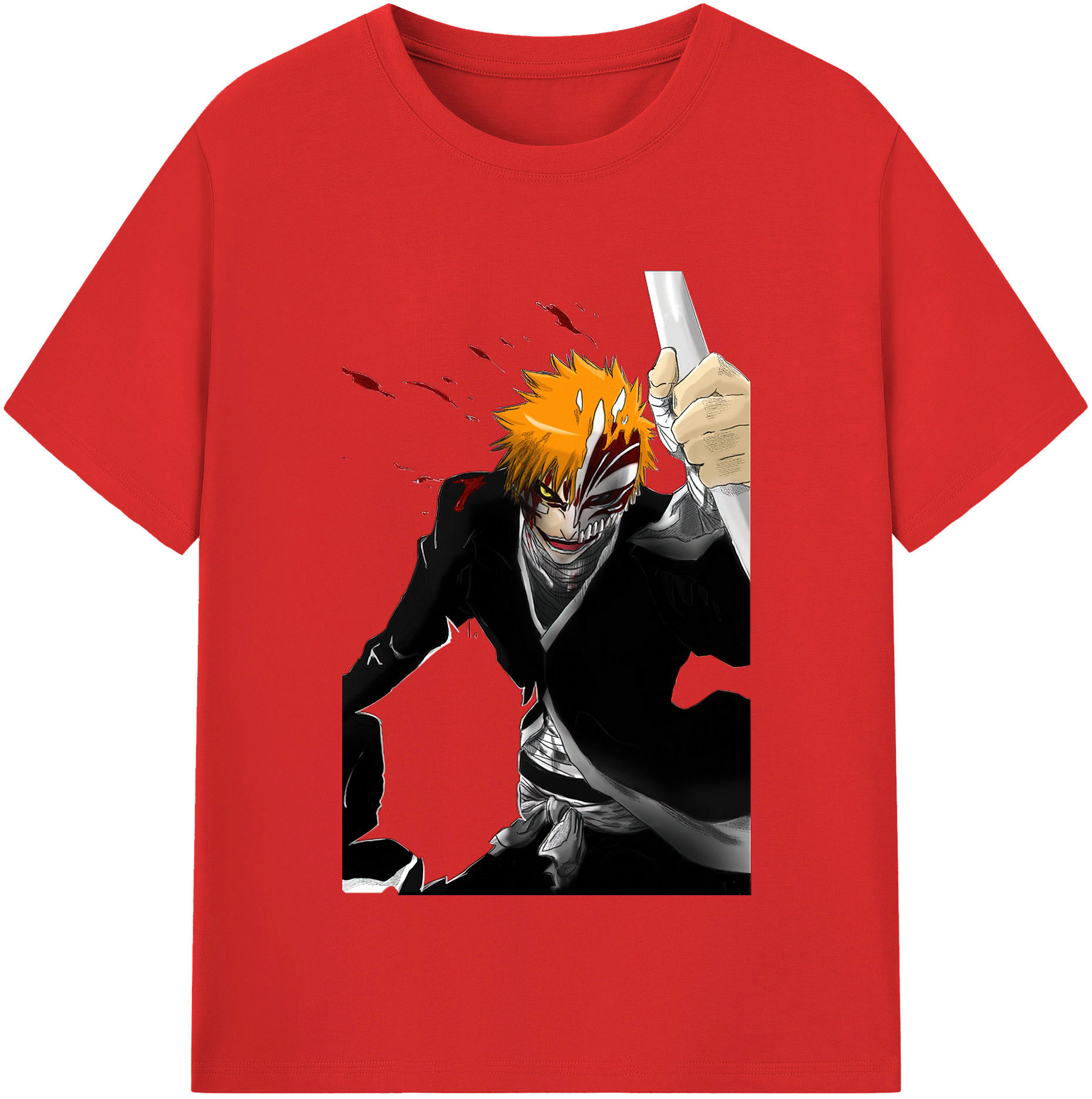 （画像用） ブリーチ 黒崎一護（くろさき いちご）BLEACH Kurosaki Ichigo レディースカジュアルプリントTシャツ（綿100％）