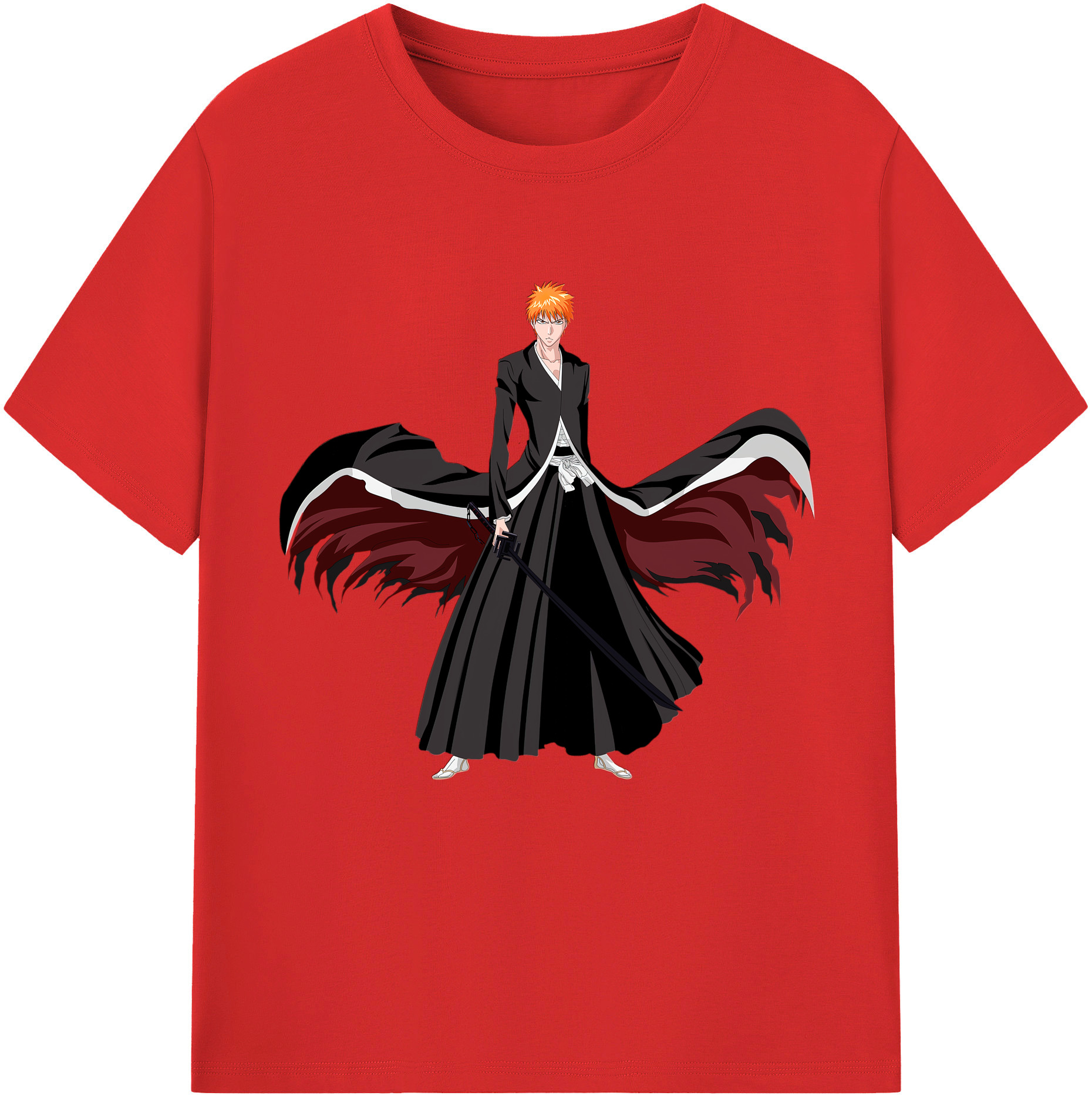 （画像用） ブリーチ 黒崎一護（くろさき いちご）BLEACH Kurosaki Ichigo レディースカジュアルプリントTシャツ（綿100％）