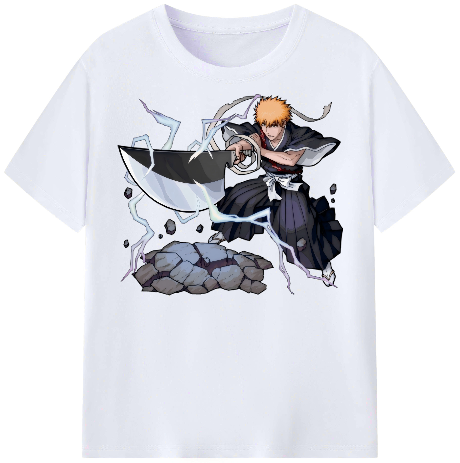 （画像用） ブリーチ 黒崎一護（くろさき いちご）BLEACH Kurosaki Ichigo レディースカジュアルプリントTシャツ（綿100％）