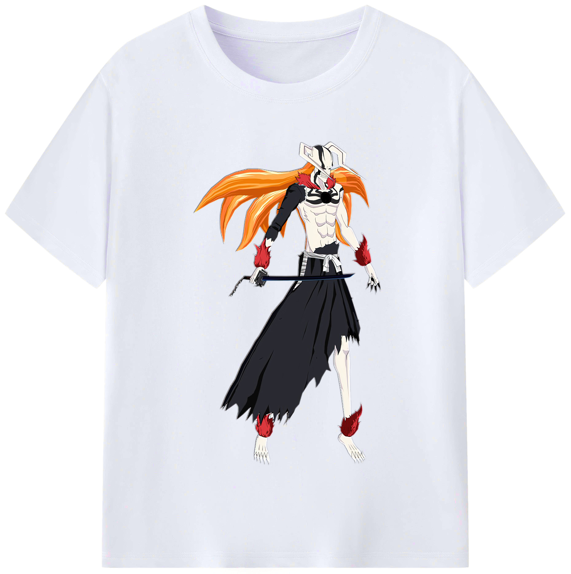 （画像用） ブリーチ 黒崎一護（くろさき いちご）BLEACH Kurosaki Ichigo レディースカジュアルプリントTシャツ（綿100％）