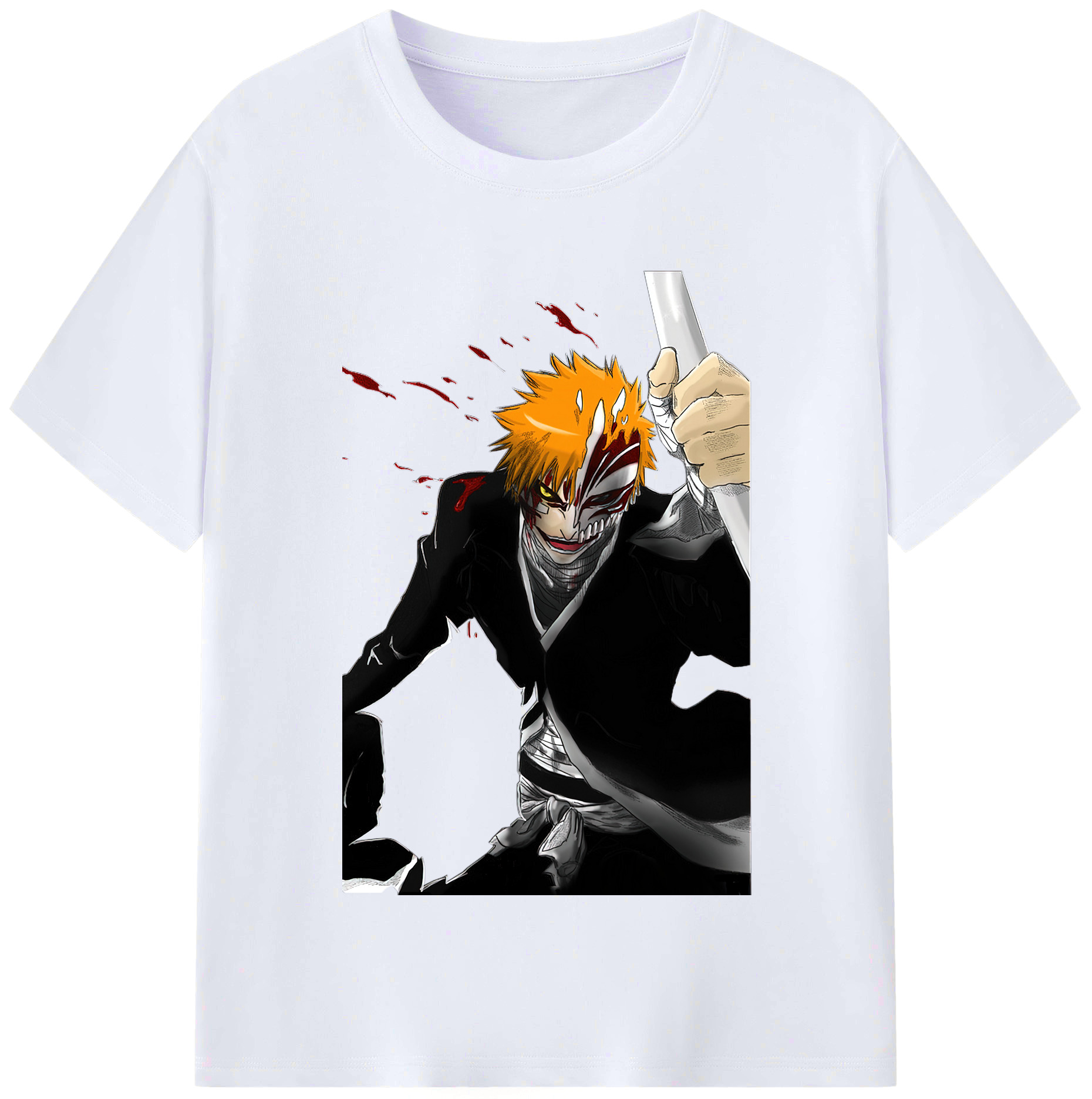 （画像用） ブリーチ 黒崎一護（くろさき いちご）BLEACH Kurosaki Ichigo レディースカジュアルプリントTシャツ（綿100％）