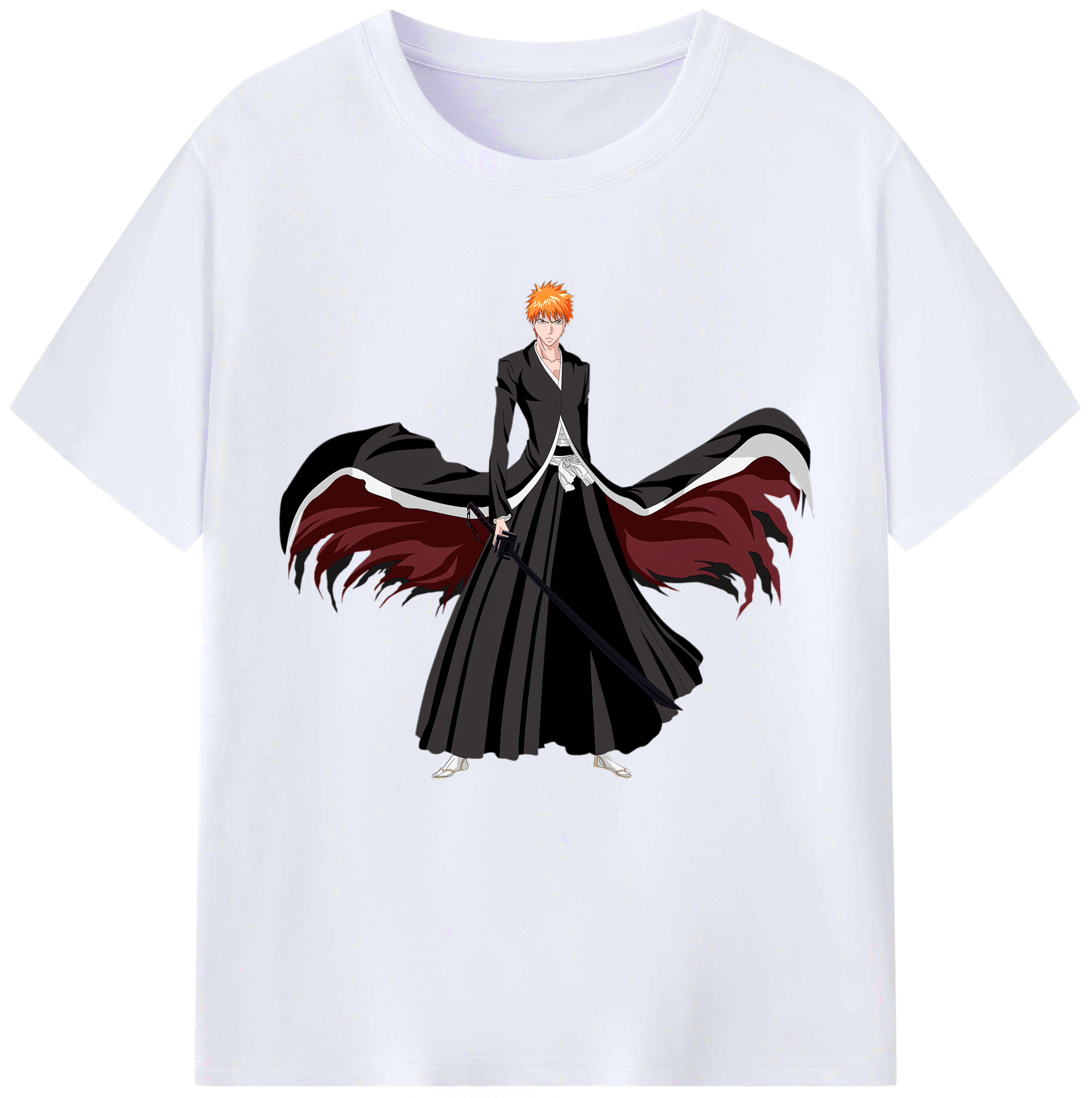（画像用） ブリーチ 黒崎一護（くろさき いちご）BLEACH Kurosaki Ichigo レディースカジュアルプリントTシャツ（綿100％）