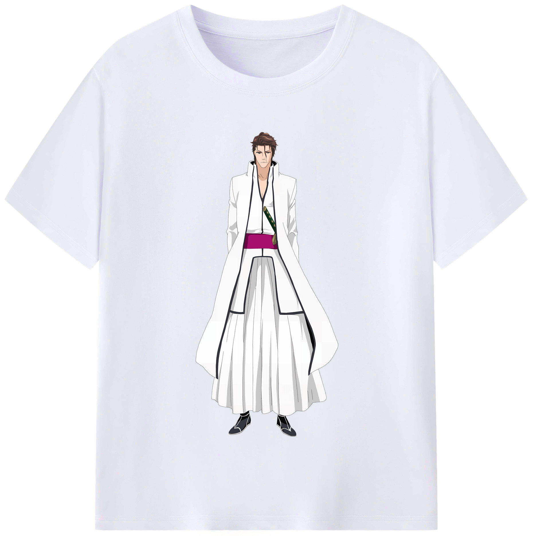 （画像用） ブリーチ 藍染 惣右介（あいぜん そうすけ） BLEACH Aizen Sousuke レディースカジュアルプリントTシャツ（綿100％）