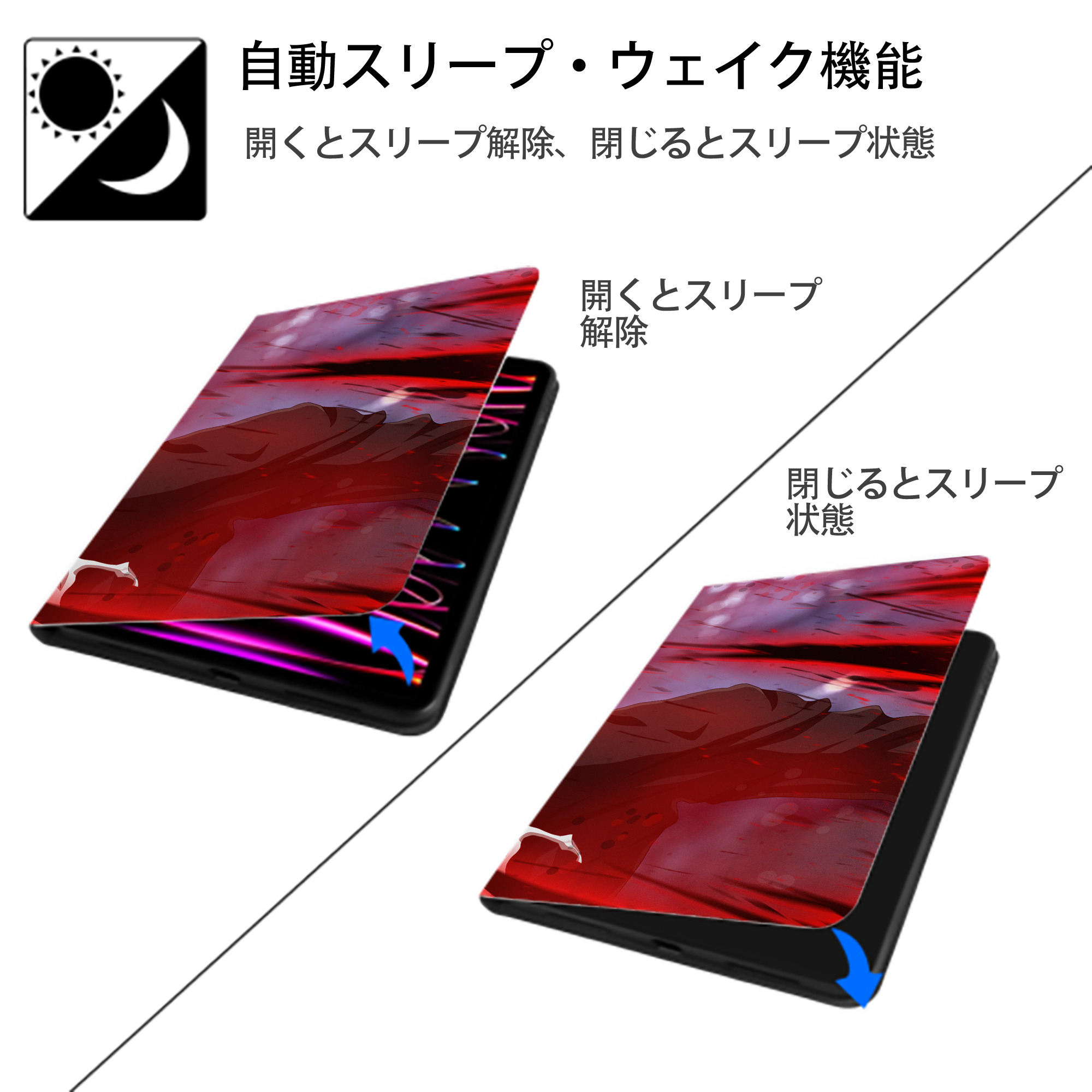 ブリーチ BLEACH IPad ケース ブック型 PUレザー TPU 耐衝撃 軽量 薄型 ペン収納なし 全面保護 IPad 各モデル対応