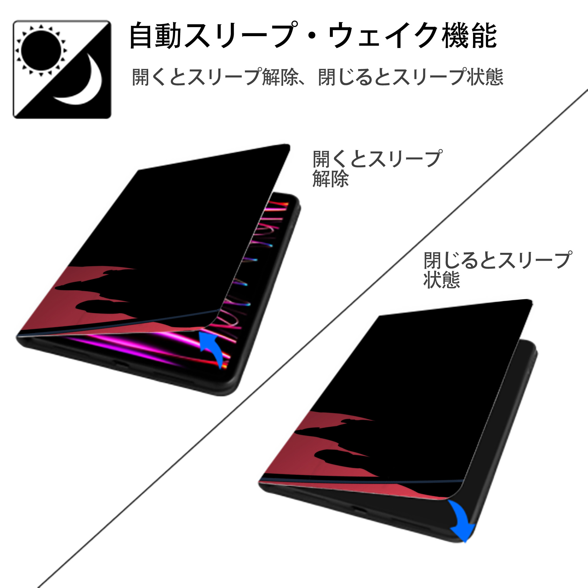 ブリーチ BLEACH IPad ケース ブック型 PUレザー TPU 耐衝撃 軽量 薄型 ペン収納なし 全面保護 IPad 各モデル対応