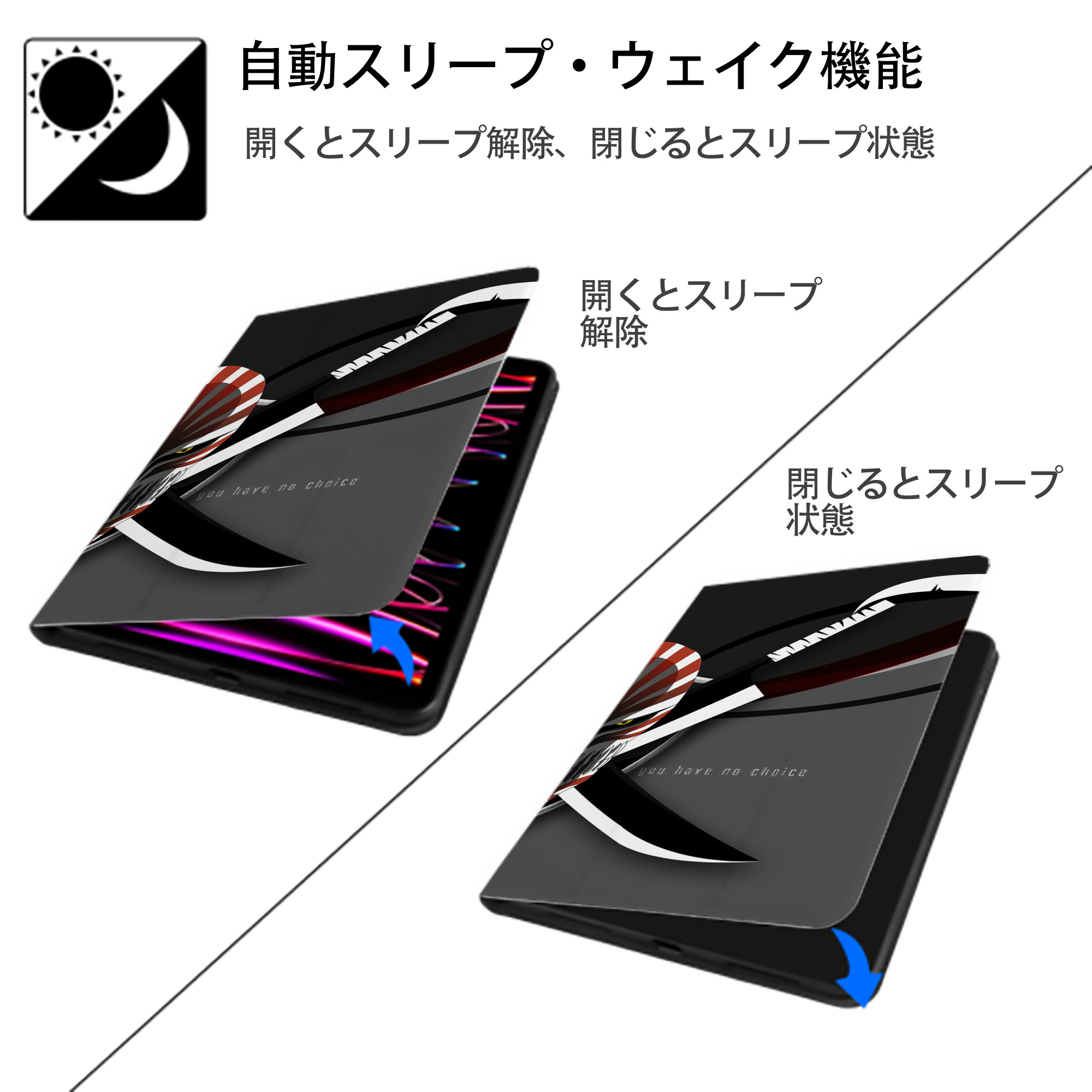 ブリーチ BLEACH IPad ケース ブック型 PUレザー TPU 耐衝撃 軽量 薄型 ペン収納なし 全面保護 IPad 各モデル対応