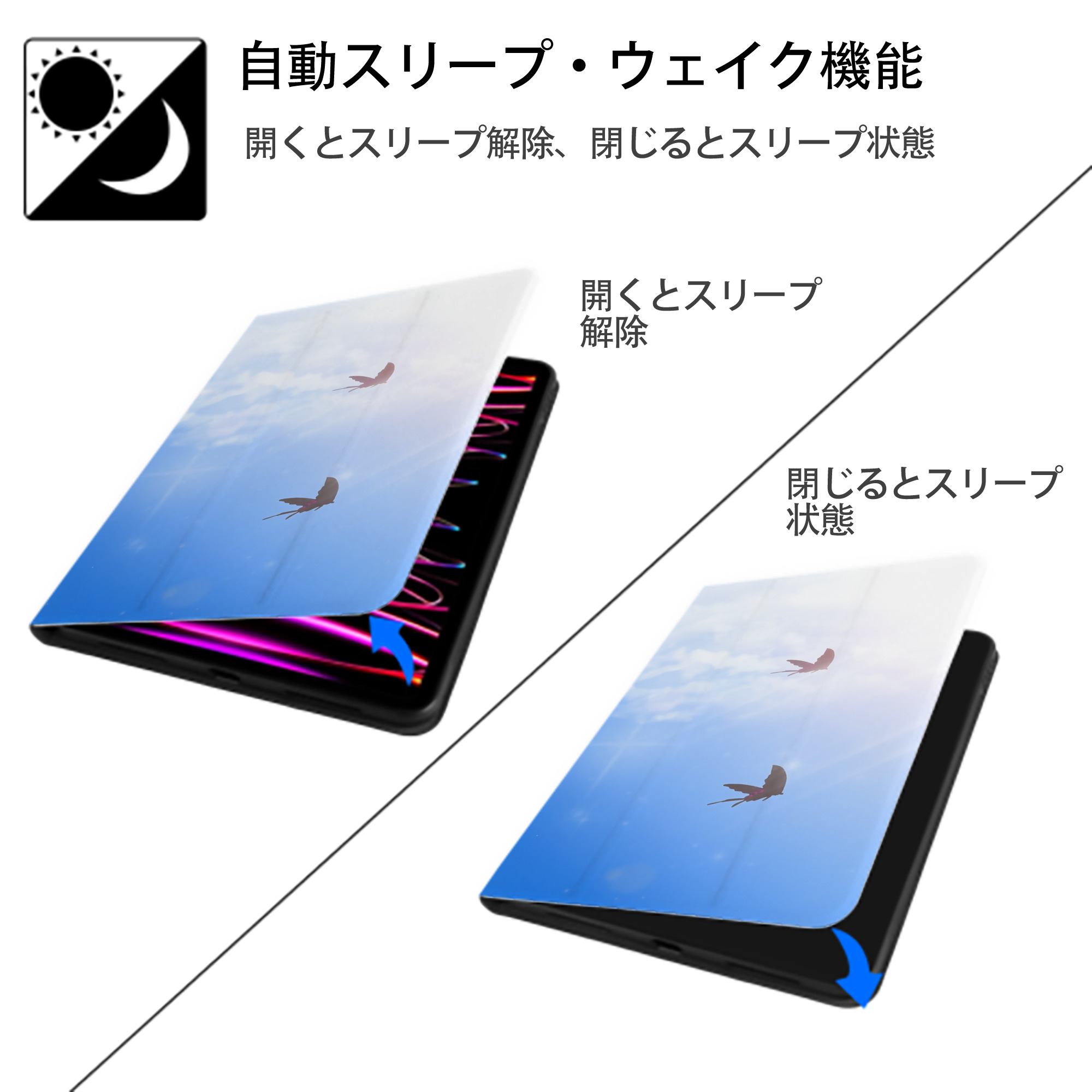 ブリーチ BLEACH IPad ケース ブック型 PUレザー TPU 耐衝撃 軽量 薄型 ペン収納なし 全面保護 IPad 各モデル対応