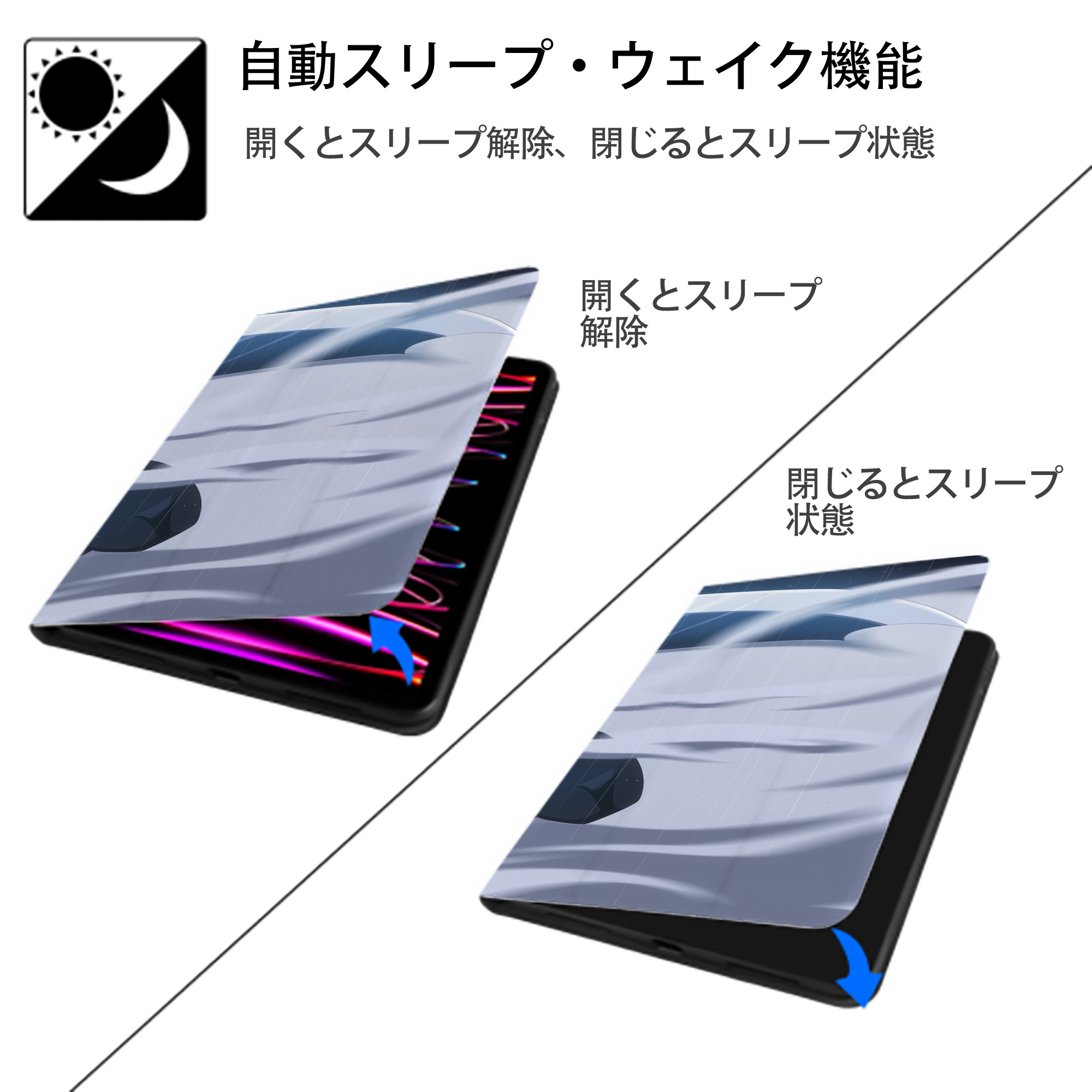 ブリーチ BLEACH IPad ケース ブック型 PUレザー TPU 耐衝撃 軽量 薄型 ペン収納なし 全面保護 IPad 各モデル対応