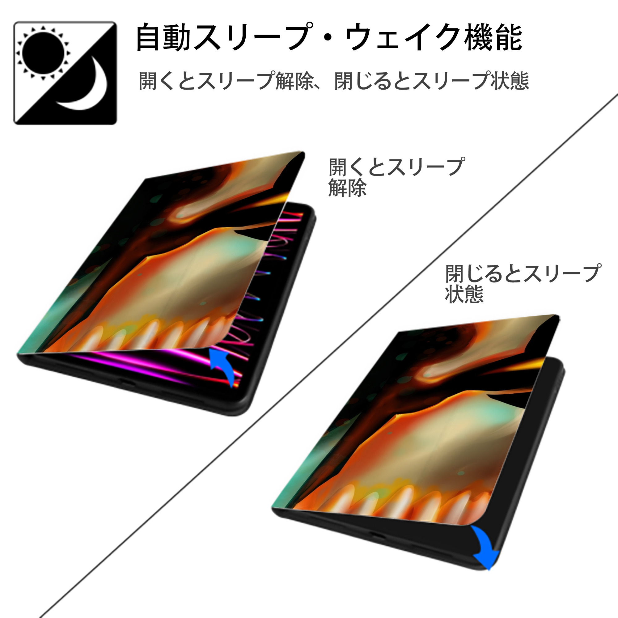 ブリーチ BLEACH IPad ケース ブック型 PUレザー TPU 耐衝撃 軽量 薄型 ペン収納なし 全面保護 IPad 各モデル対応