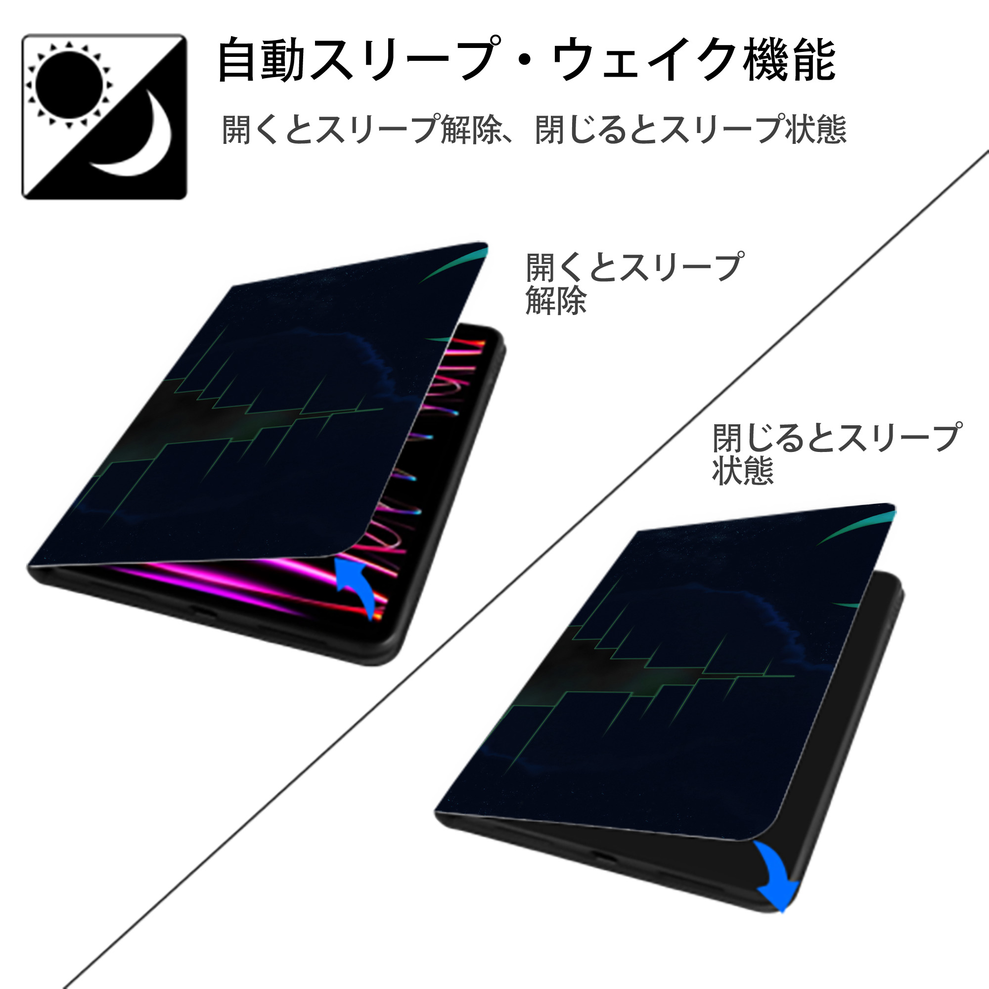 ブリーチ BLEACH IPad ケース ブック型 PUレザー TPU 耐衝撃 軽量 薄型 ペン収納なし 全面保護 IPad 各モデル対応