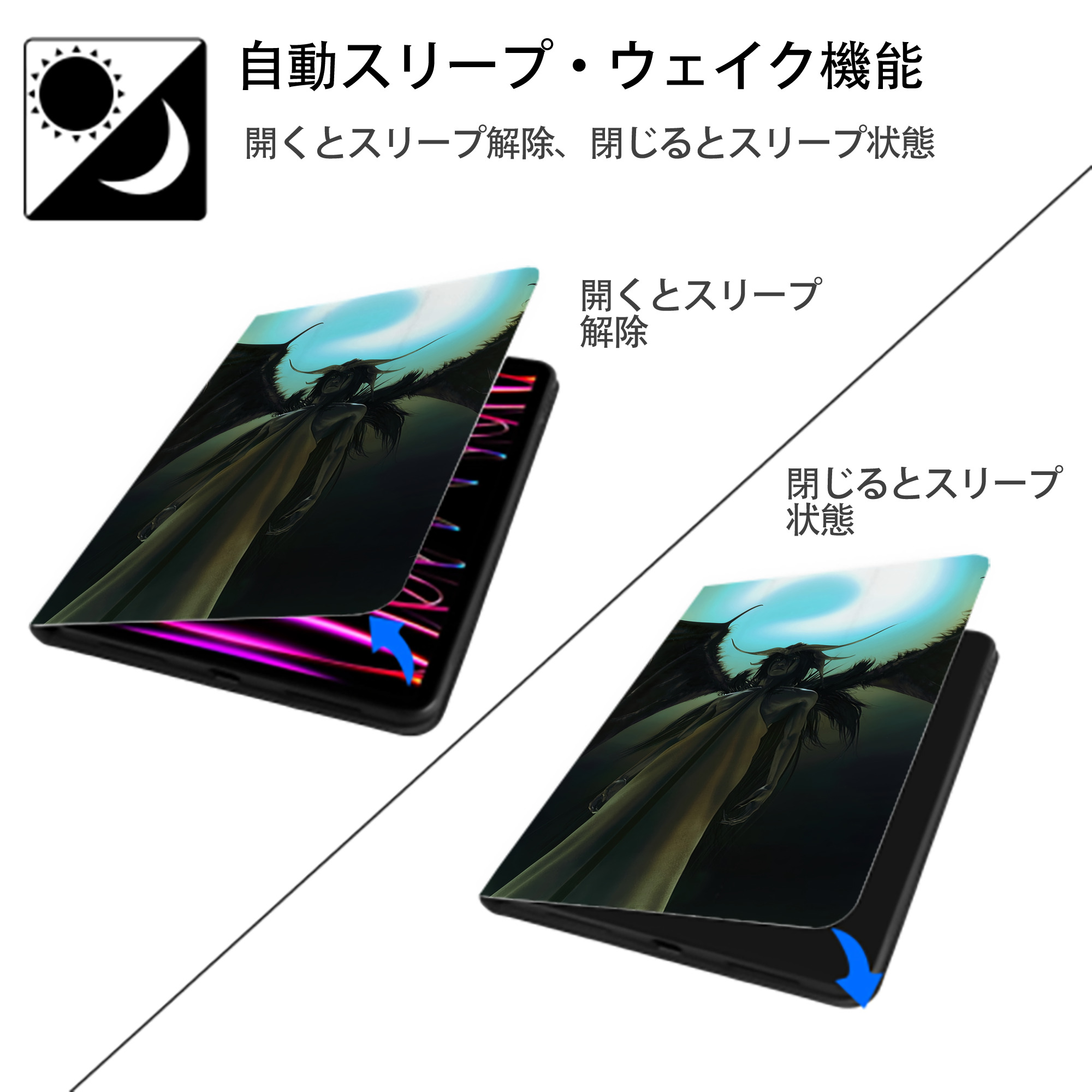 ブリーチ BLEACH IPad ケース ブック型 PUレザー TPU 耐衝撃 軽量 薄型 ペン収納なし 全面保護 IPad 各モデル対応