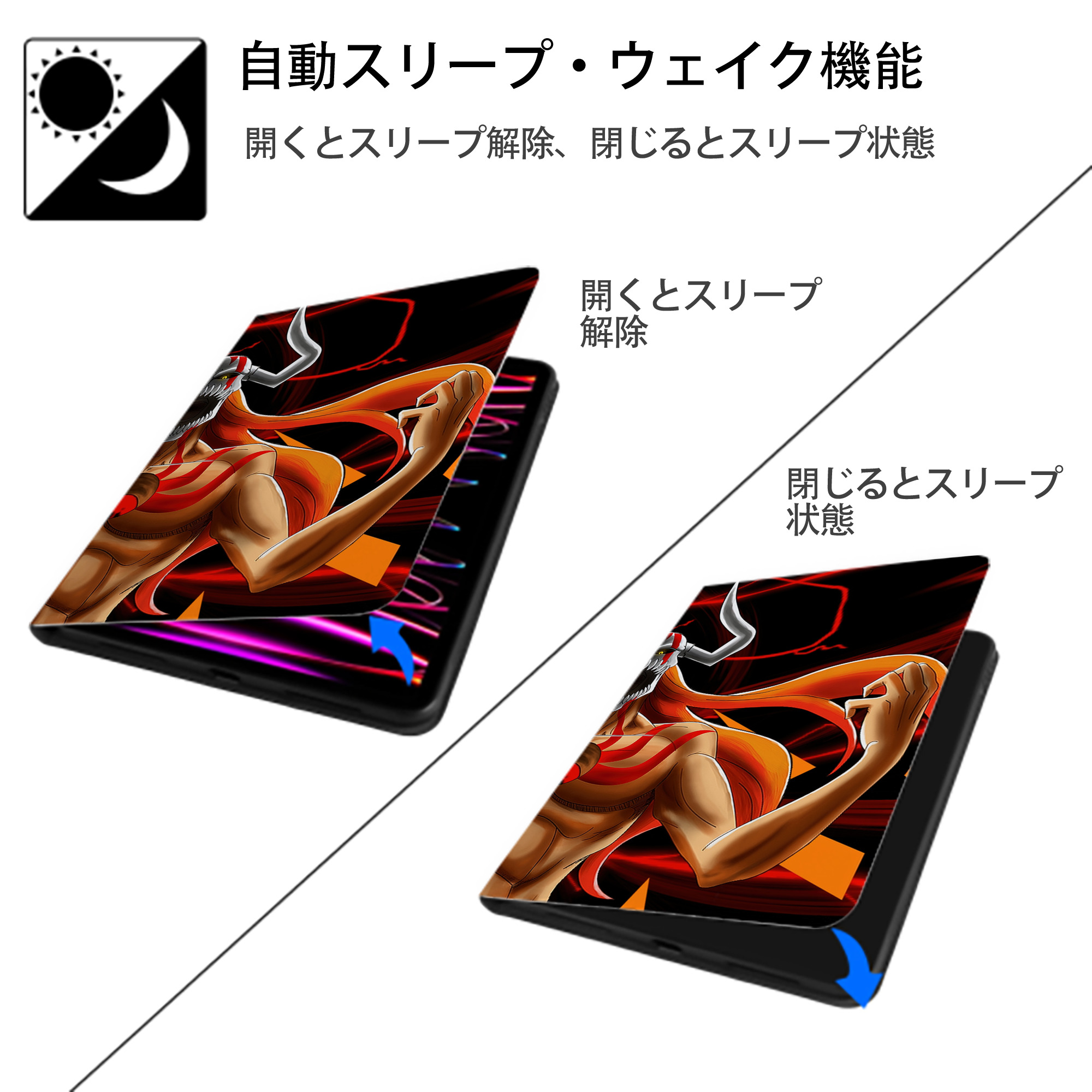 ブリーチ BLEACH IPad ケース ブック型 PUレザー TPU 耐衝撃 軽量 薄型 ペン収納なし 全面保護 IPad 各モデル対応