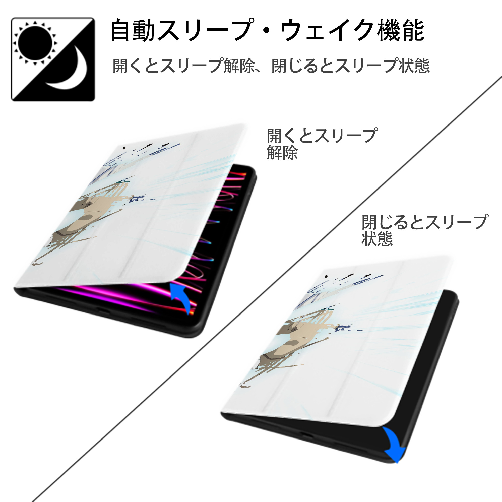 ブリーチ BLEACH IPad ケース ブック型 PUレザー TPU 耐衝撃 軽量 薄型 ペン収納なし 全面保護 IPad 各モデル対応