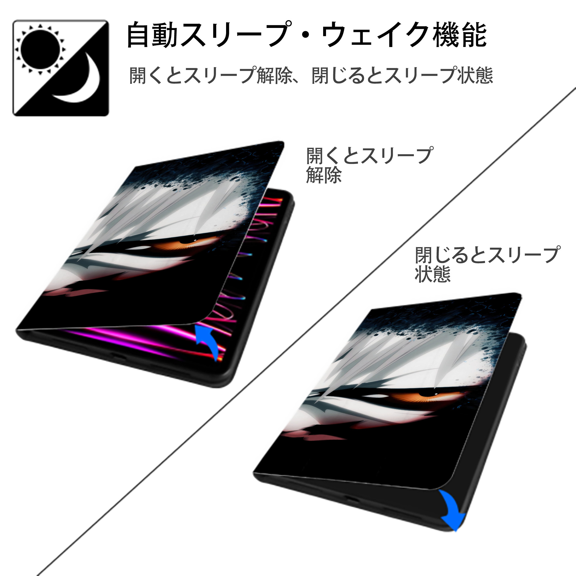 ブリーチ BLEACH IPad ケース ブック型 PUレザー TPU 耐衝撃 軽量 薄型 ペン収納なし 全面保護 IPad 各モデル対応