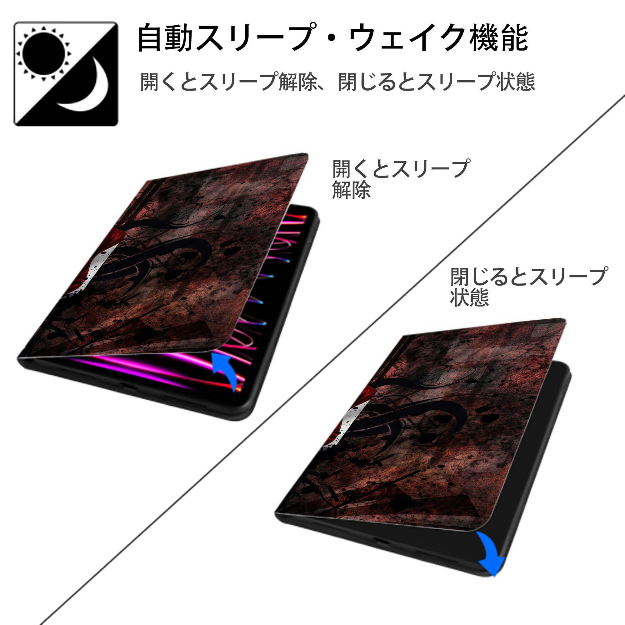 ブリーチ BLEACH IPad ケース ブック型 PUレザー TPU 耐衝撃 軽量 薄型 ペン収納なし 全面保護 IPad 各モデル対応