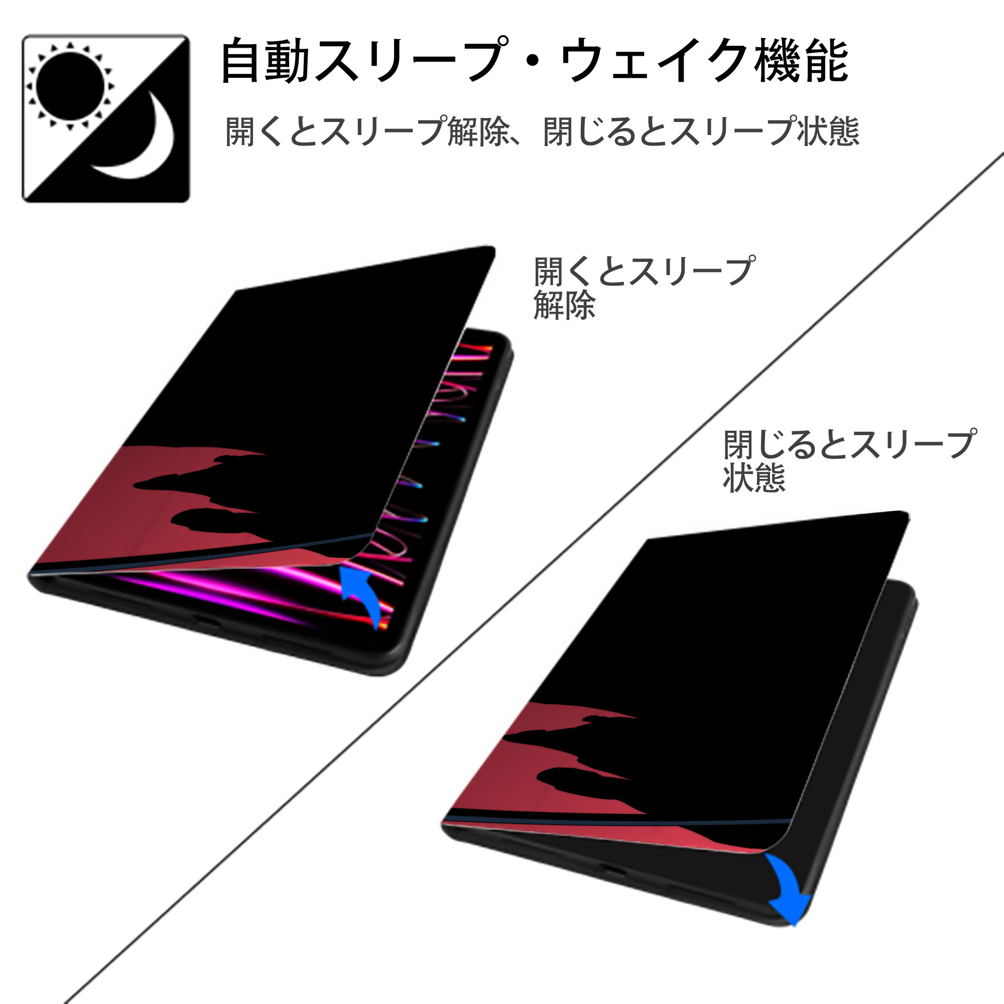 ブリーチ BLEACH IPadケース ペンホルダー付き ブックスタイルデザイン