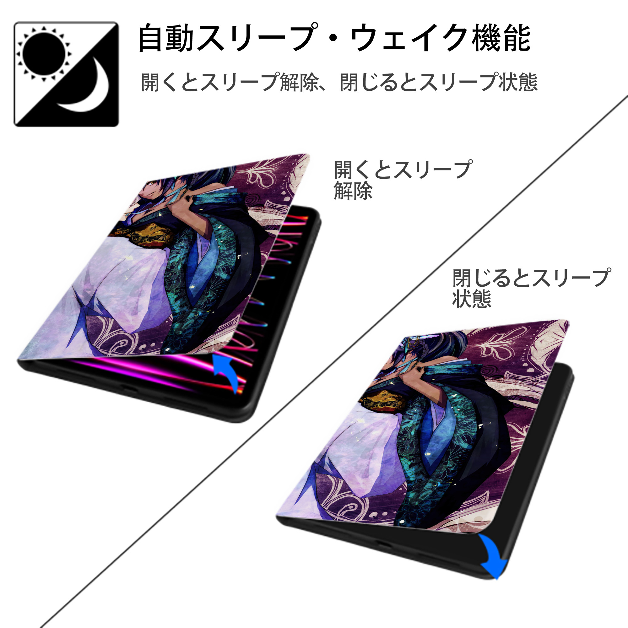ブリーチ BLEACH IPadケース ペンホルダー付き ブックスタイルデザイン