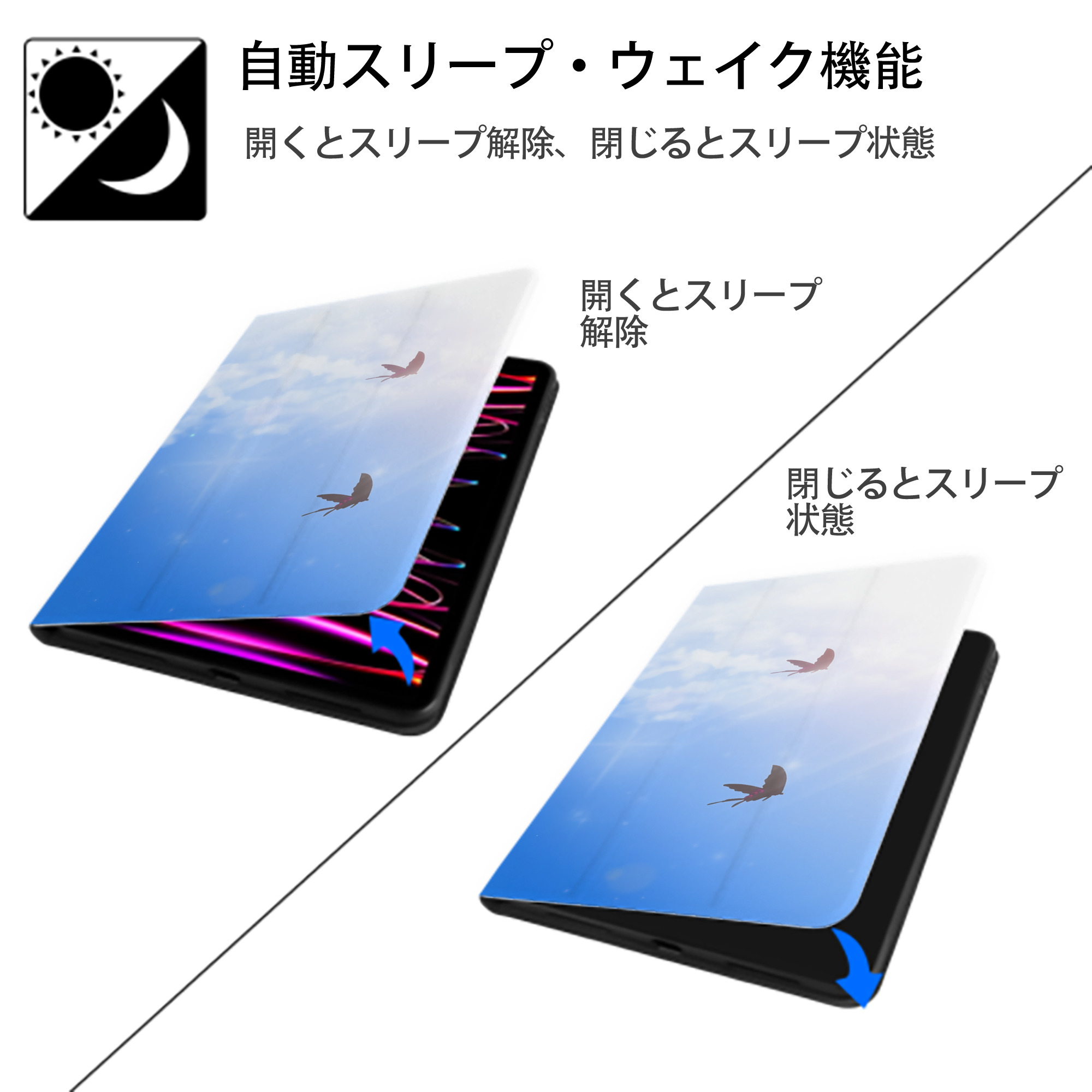 ブリーチ BLEACH IPadケース ペンホルダー付き ブックスタイルデザイン