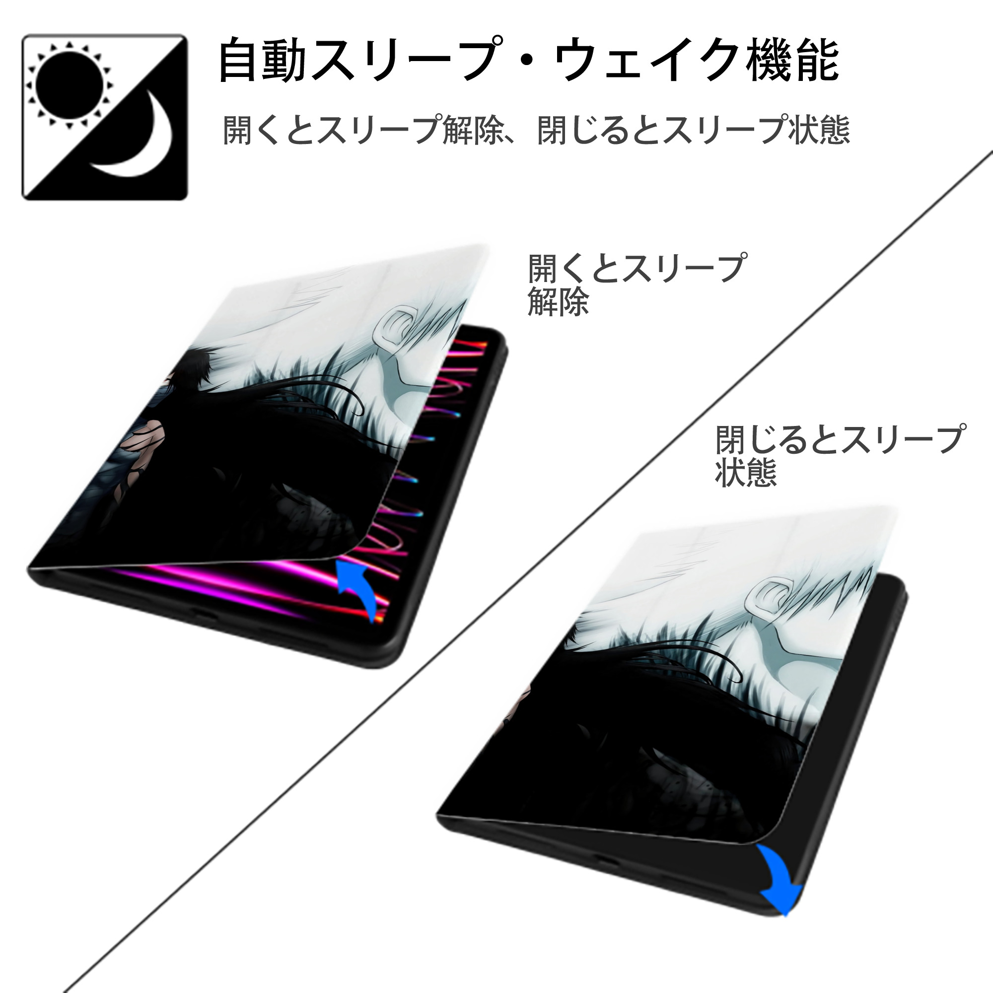 ブリーチ BLEACH IPadケース ペンホルダー付き ブックスタイルデザイン