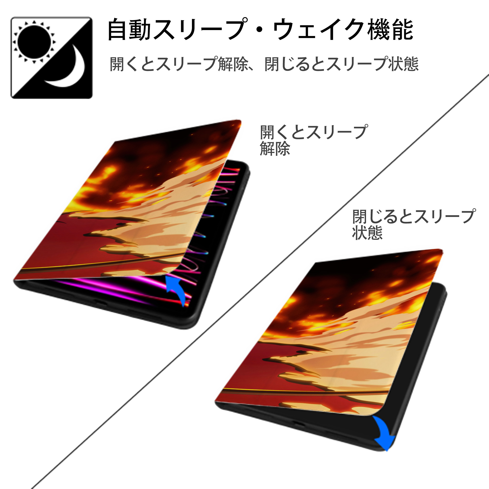 ブリーチ BLEACH IPadケース ペンホルダー付き ブックスタイルデザイン