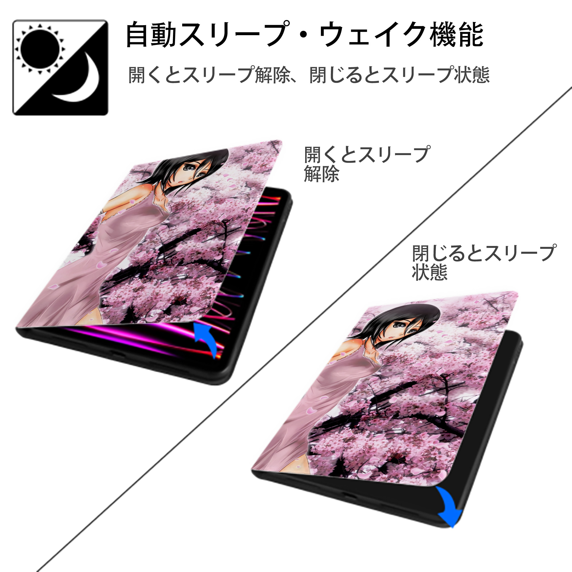 ブリーチ BLEACH IPadケース ペンホルダー付き ブックスタイルデザイン