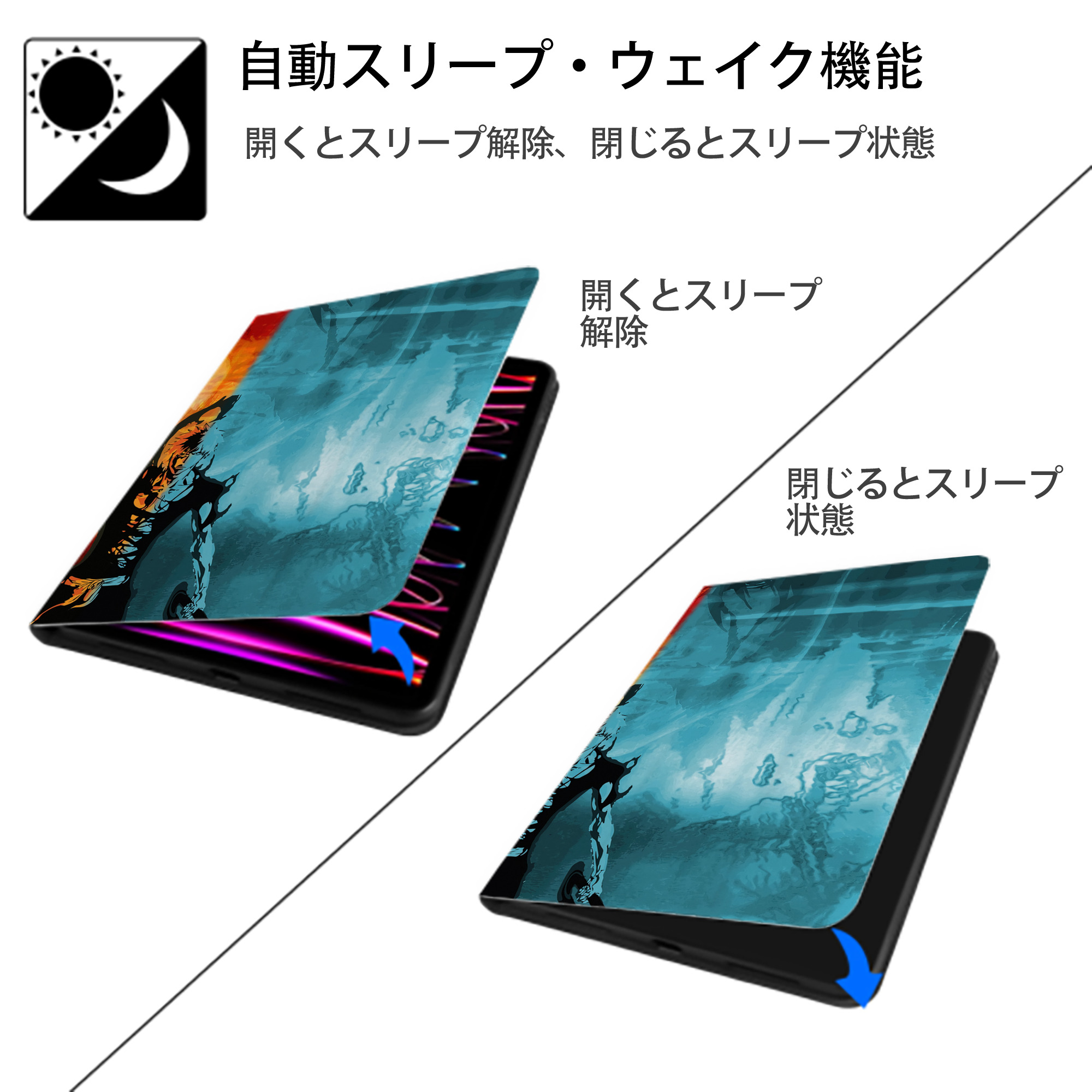 ブリーチ BLEACH IPadケース ペンホルダー付き ブックスタイルデザイン