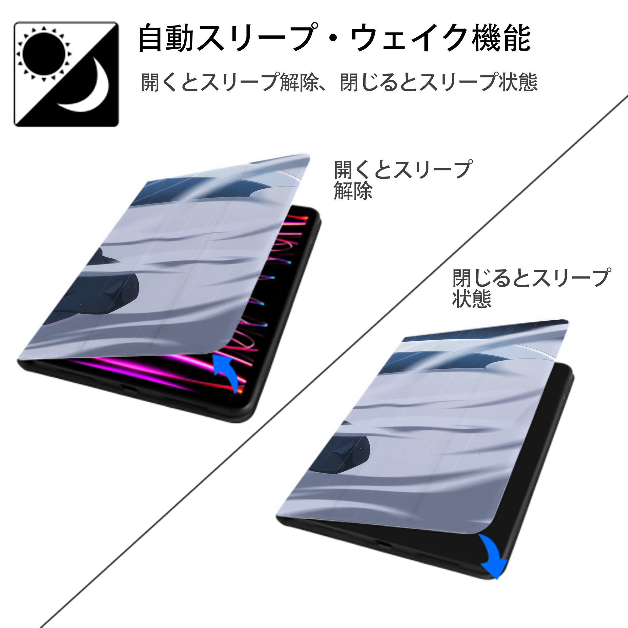 ブリーチ BLEACH IPadケース ペンホルダー付き ブックスタイルデザイン