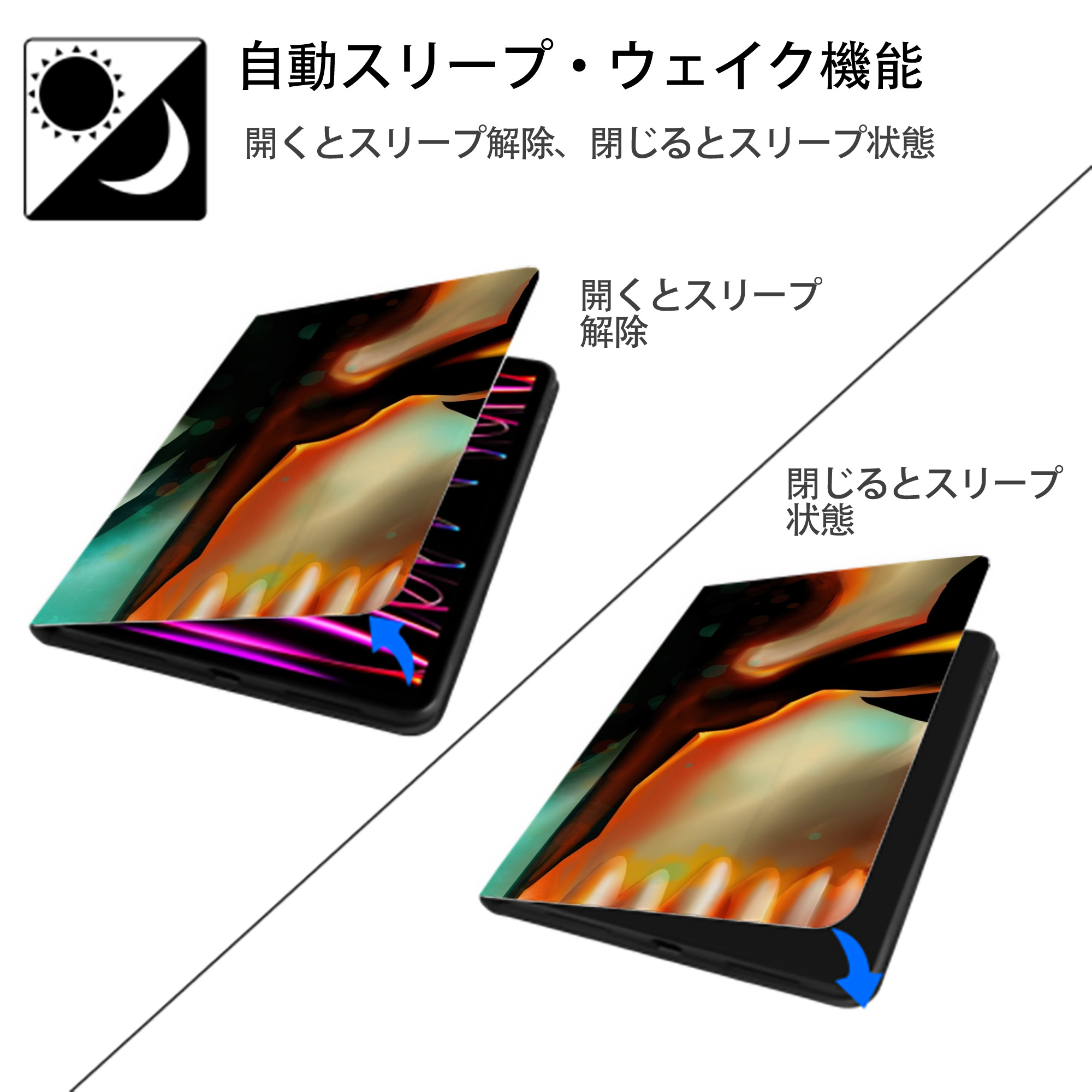 ブリーチ BLEACH IPadケース ペンホルダー付き ブックスタイルデザイン